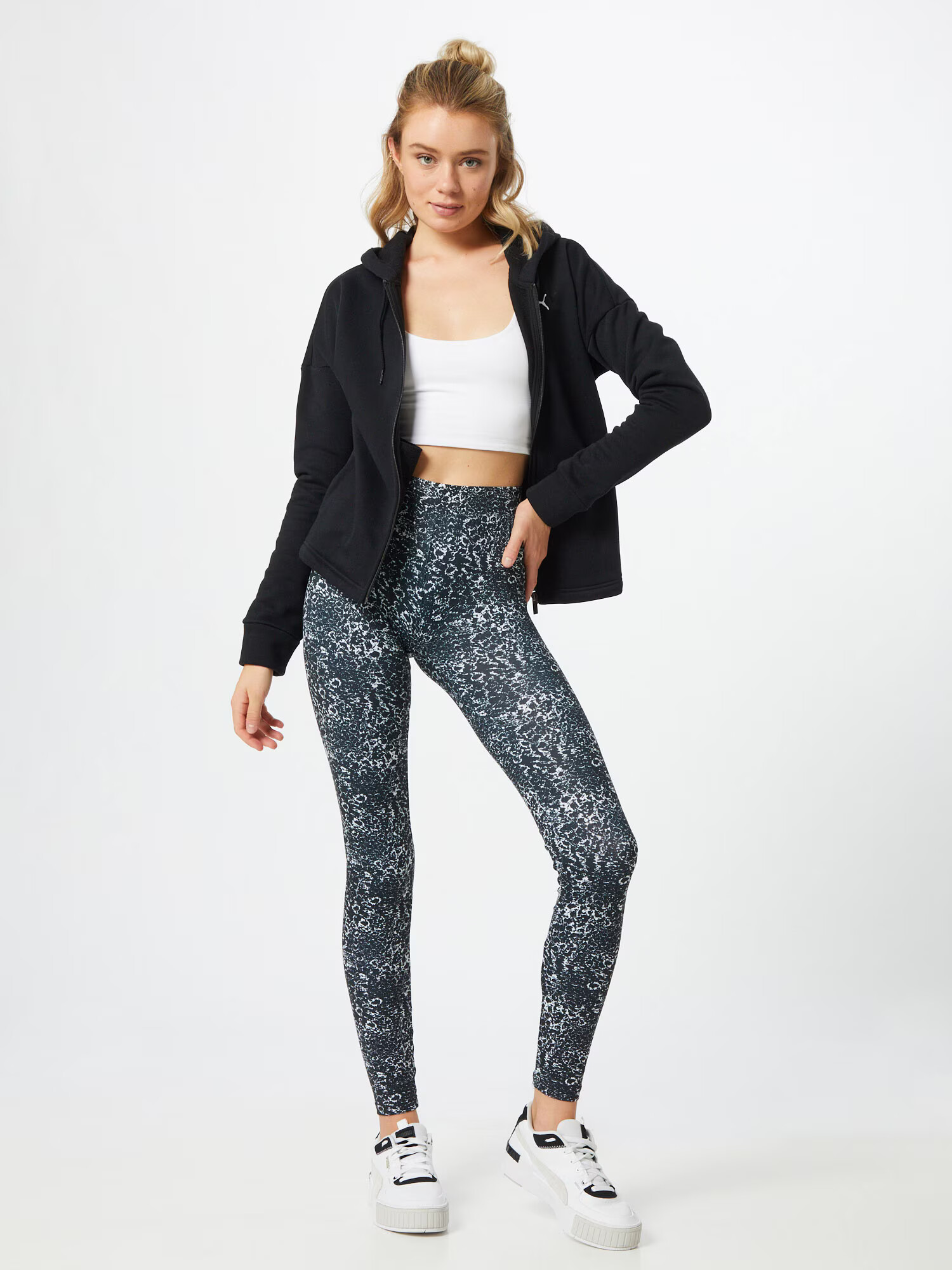 Urban Classics Leggings negru / alb - Pled.ro