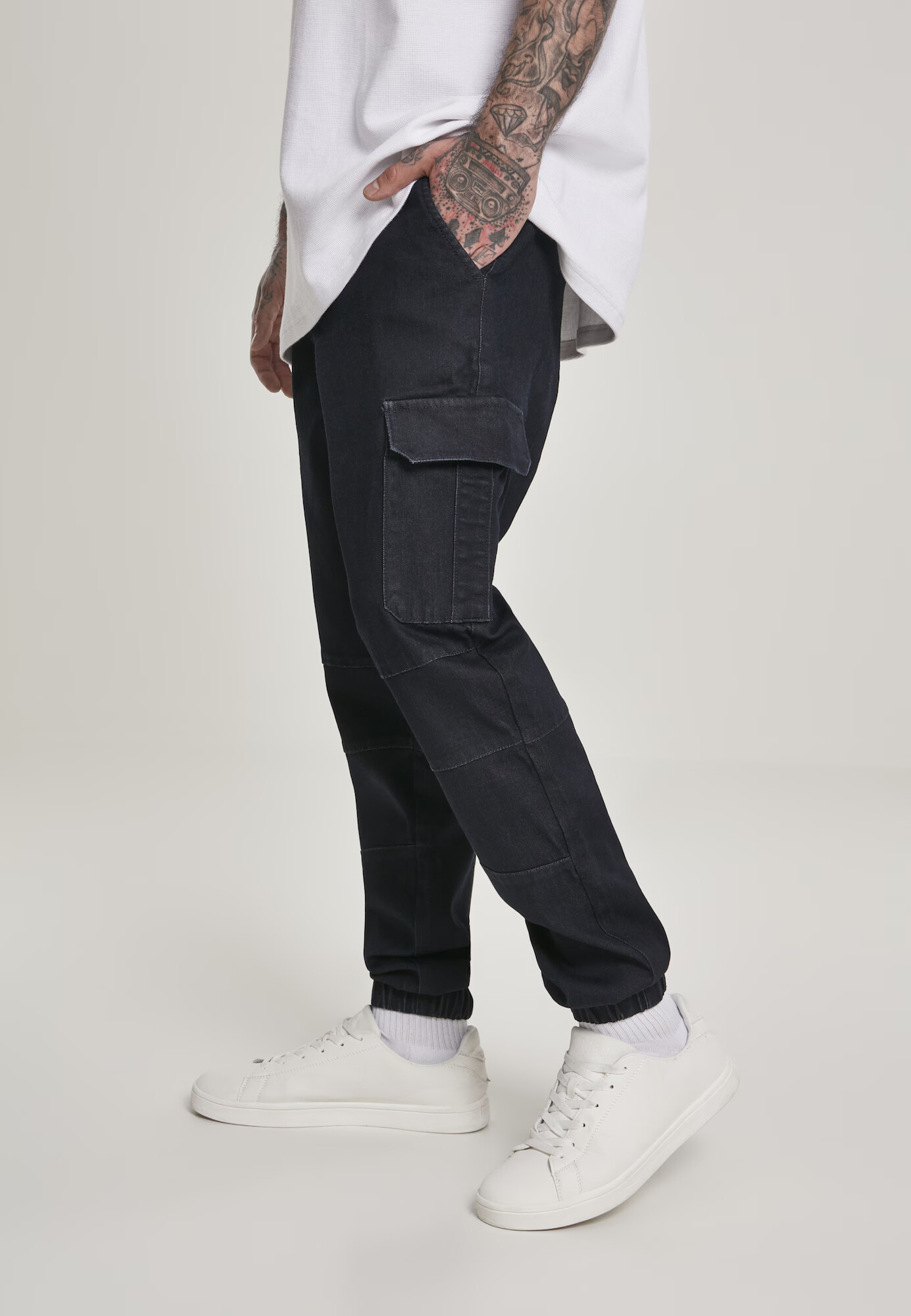 Urban Classics Pantaloni eleganți negru denim - Pled.ro