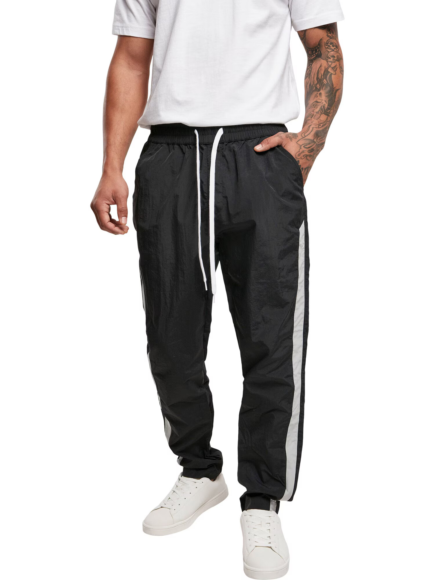 Urban Classics Pantaloni negru / alb - Pled.ro