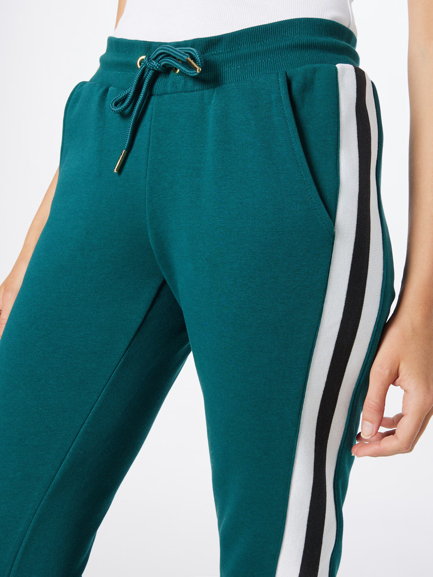 Urban Classics Pantaloni verde smarald / negru / alb - Pled.ro