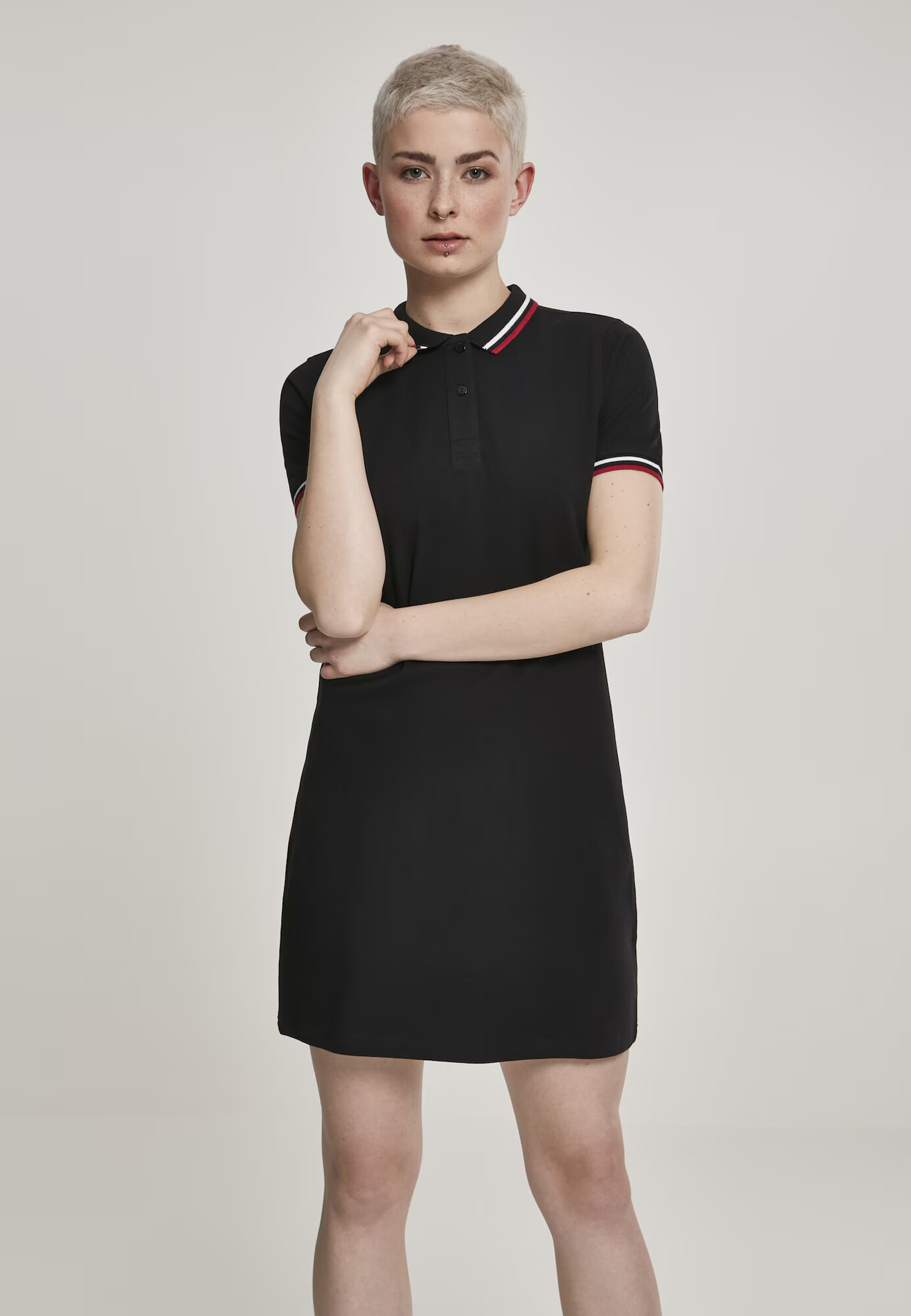 Urban Classics Rochie roșu / negru / alb - Pled.ro