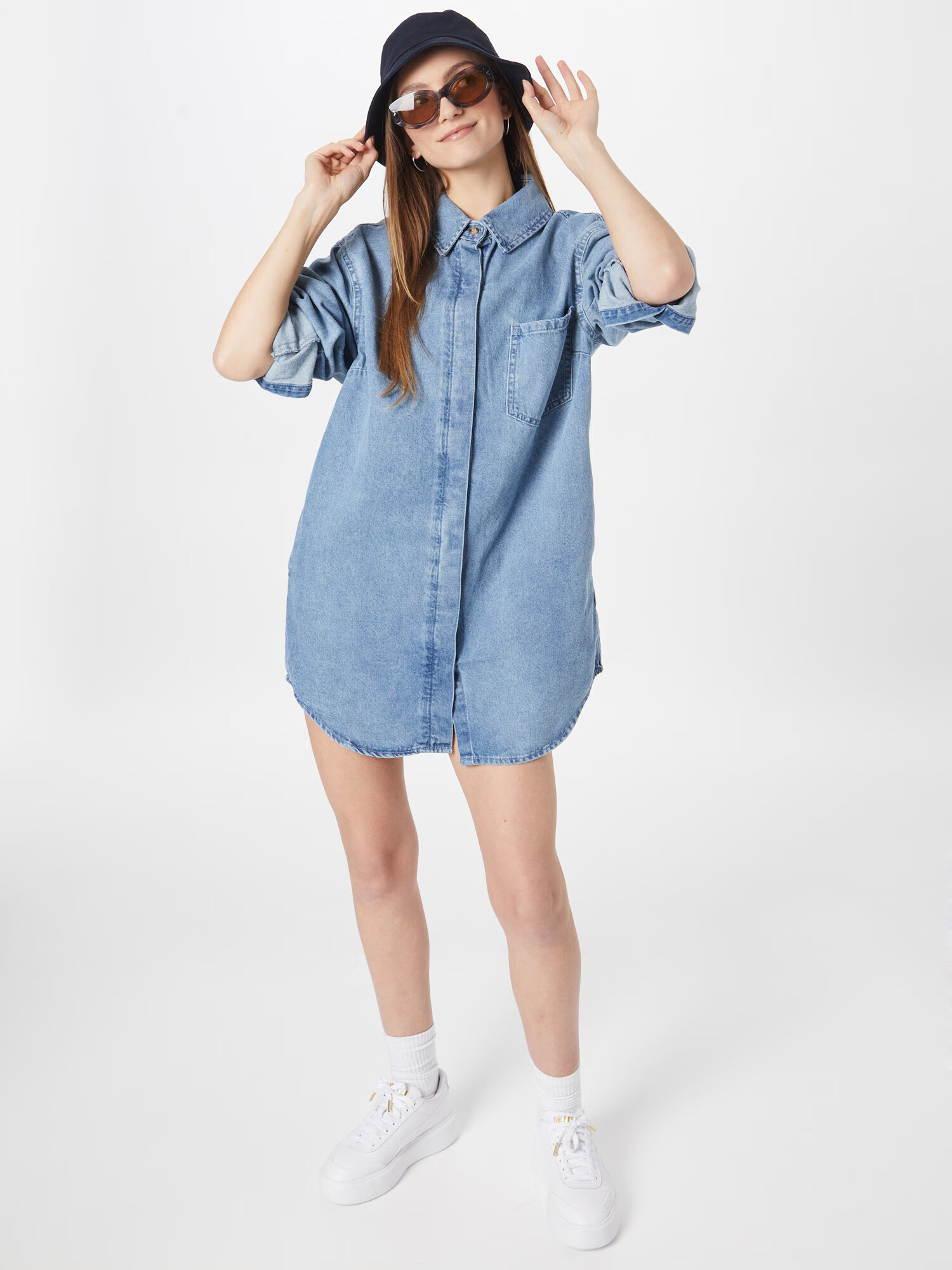 Urban Classics Rochie tip bluză albastru denim - Pled.ro