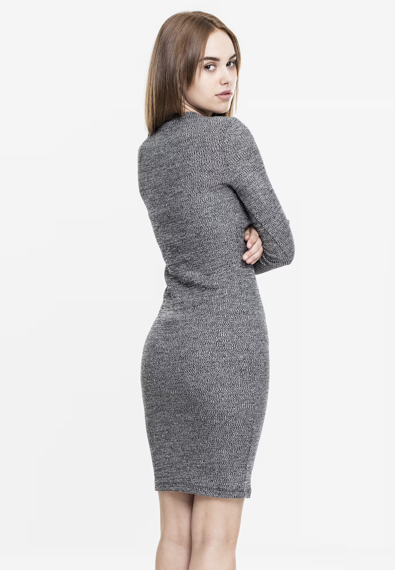 Urban Classics Rochie tricotat gri închis / alb - Pled.ro