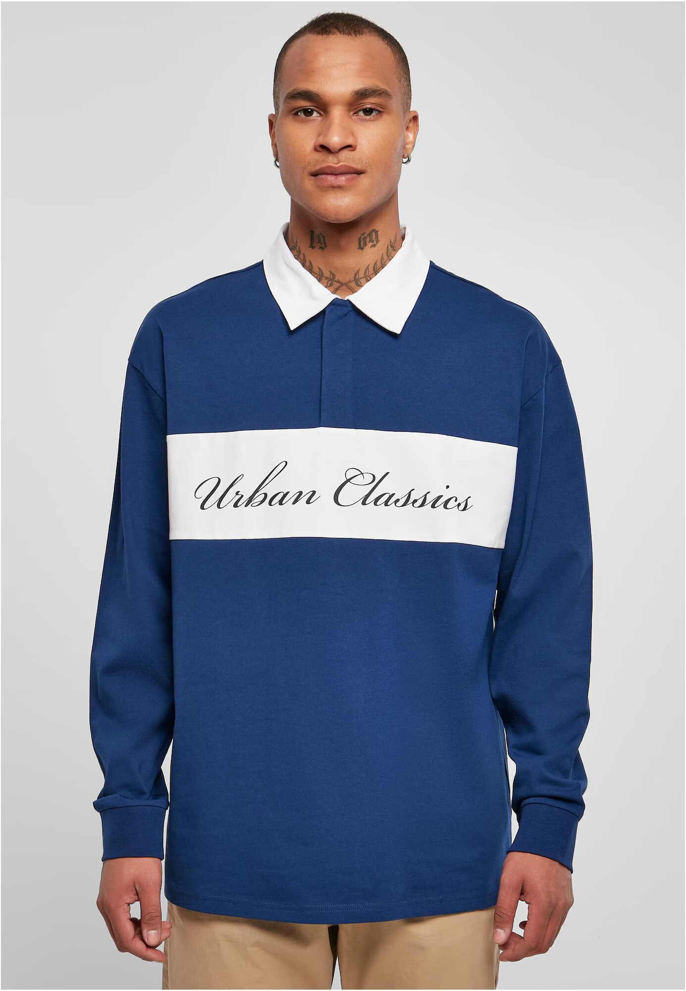 Urban Classics Tricou albastru / negru / alb - Pled.ro