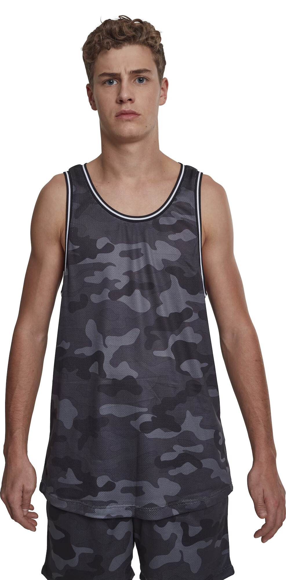 Urban Classics Tricou 'Camo Mesh' gri / gri închis / negru - Pled.ro