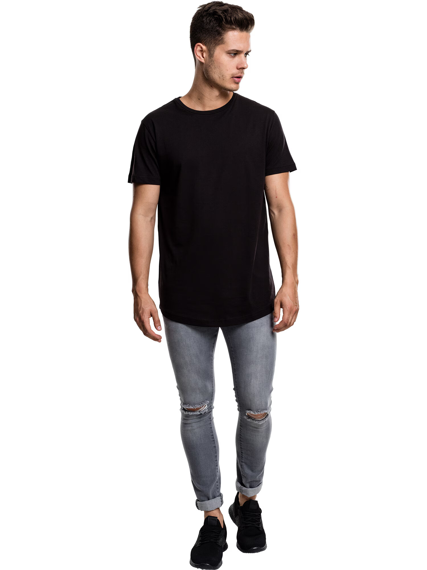 Urban Classics Tricou gri / negru / alb - Pled.ro