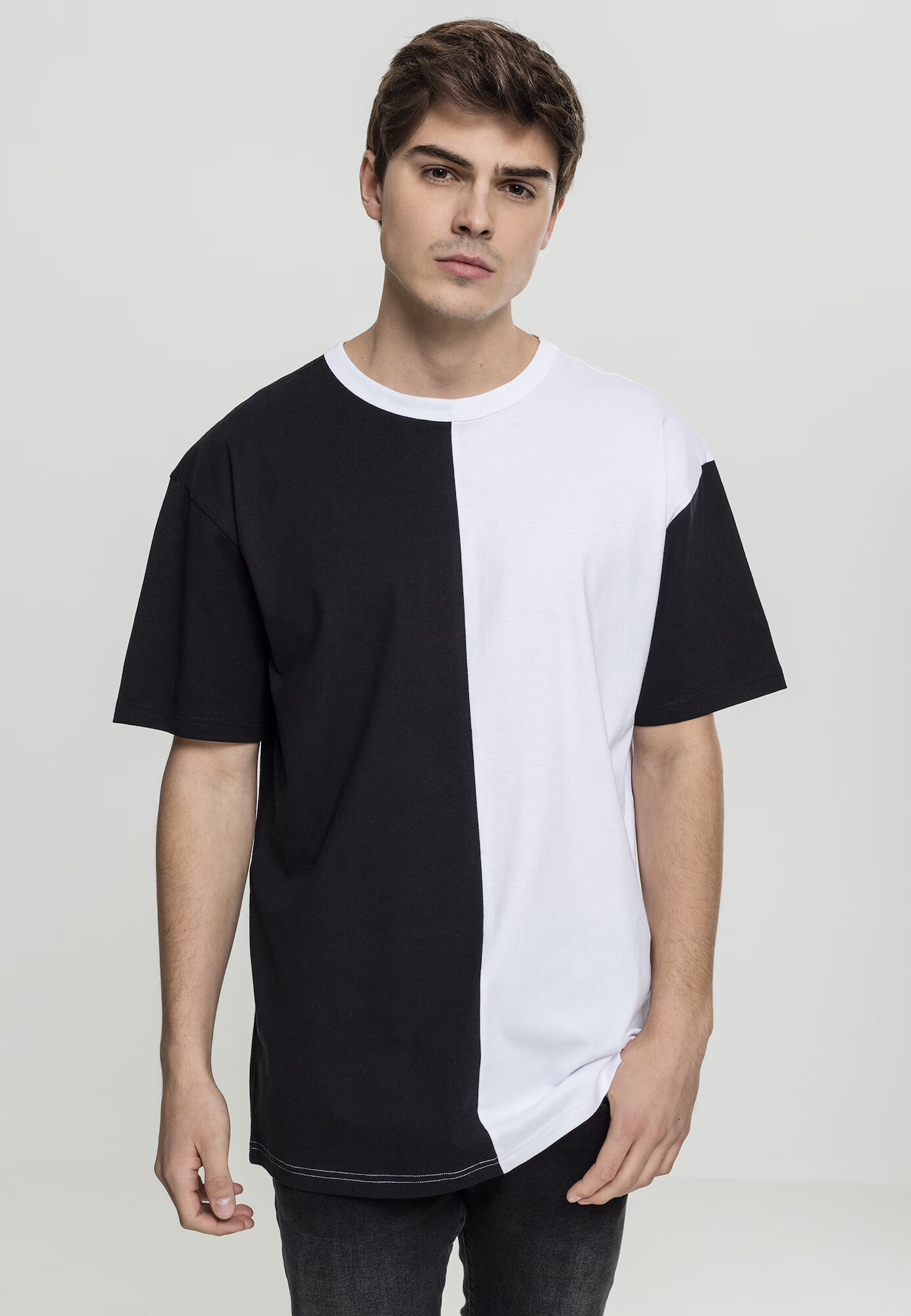 Urban Classics Tricou 'Harlequin' negru / alb - Pled.ro