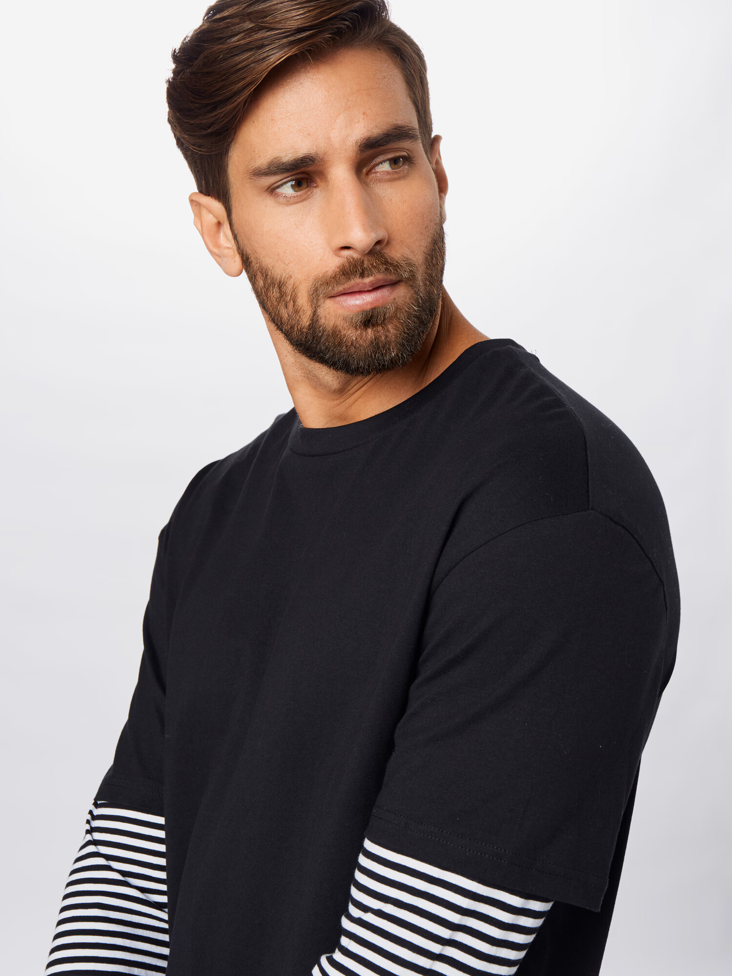 Urban Classics Tricou negru / alb - Pled.ro