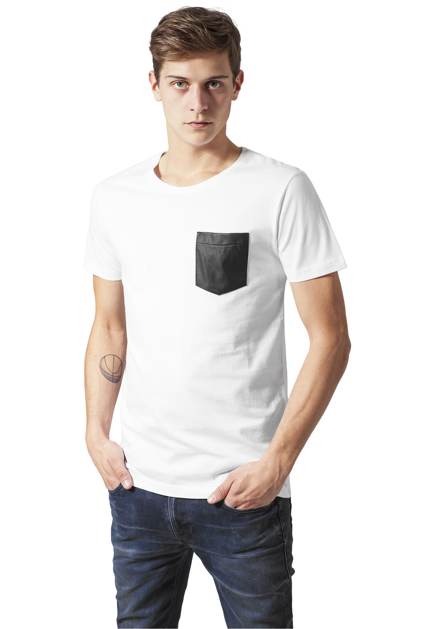 Urban Classics Tricou negru / alb - Pled.ro