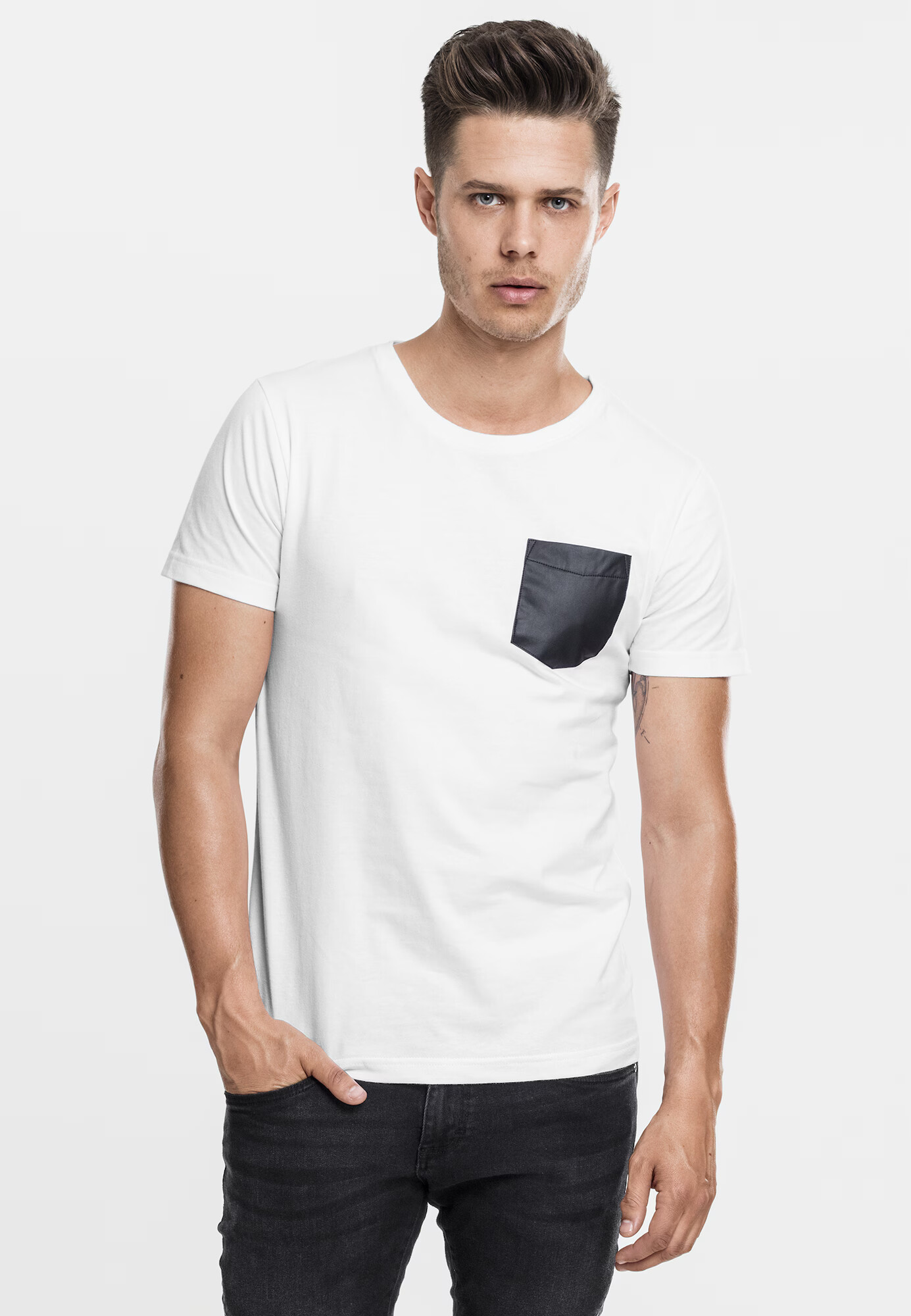 Urban Classics Tricou negru / alb - Pled.ro