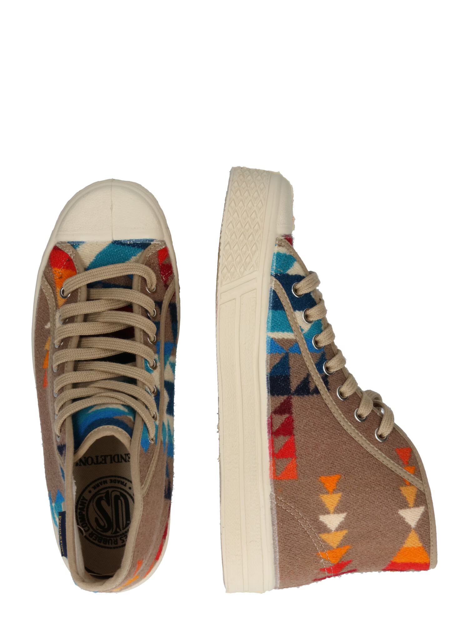 US Rubber Sneaker înalt 'PENDLETON' bej / albastru / maro deschis / portocaliu - Pled.ro