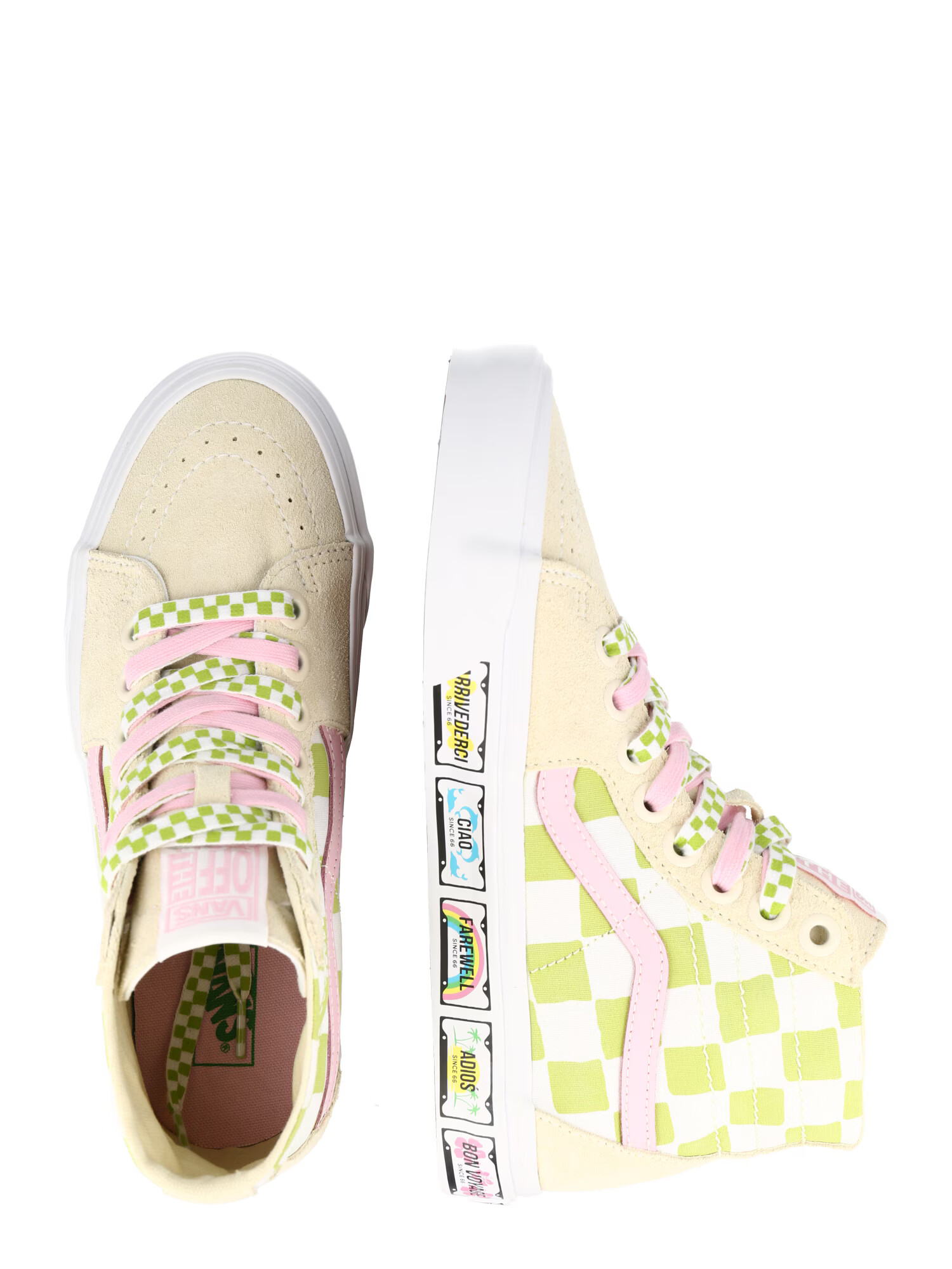 VANS Sneaker înalt crem / verde deschis / roz deschis / alb - Pled.ro