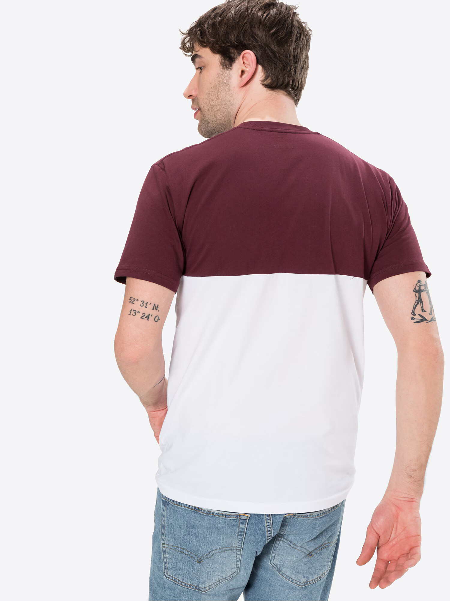 VANS Tricou roșu vin / alb - Pled.ro