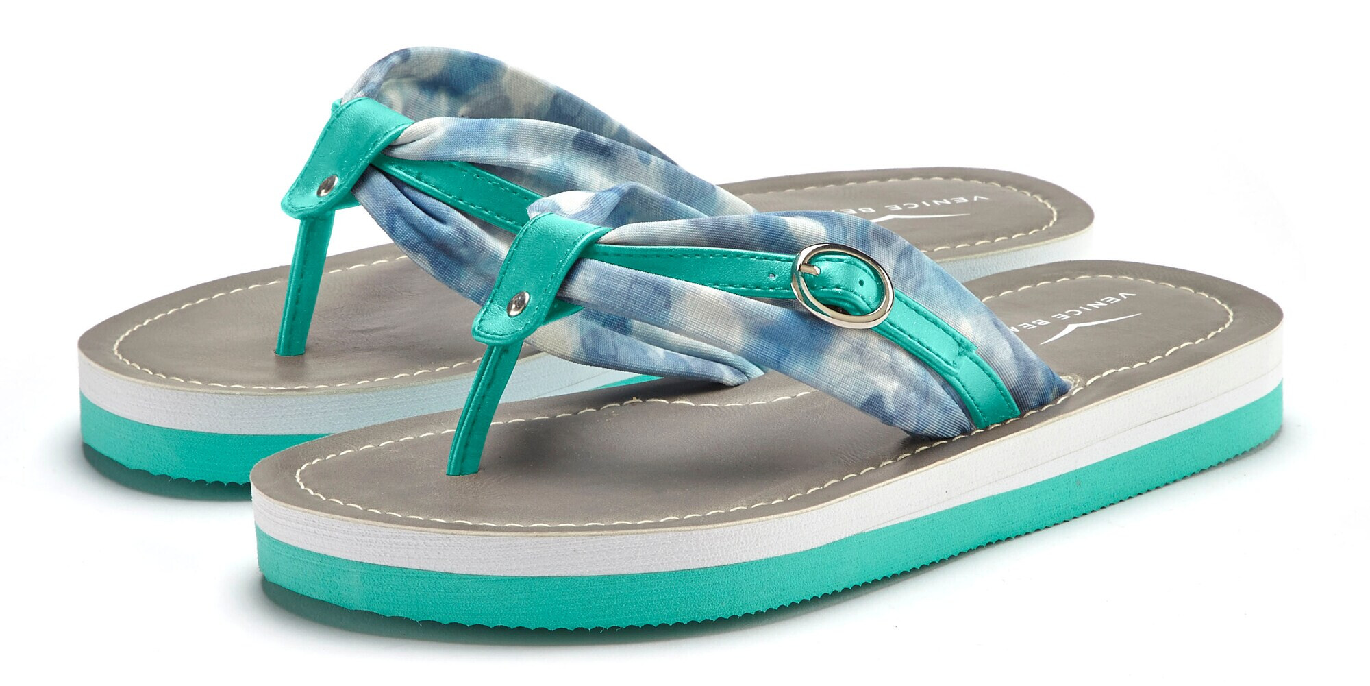 VENICE BEACH Flip-flops turcoaz / alb - Pled.ro