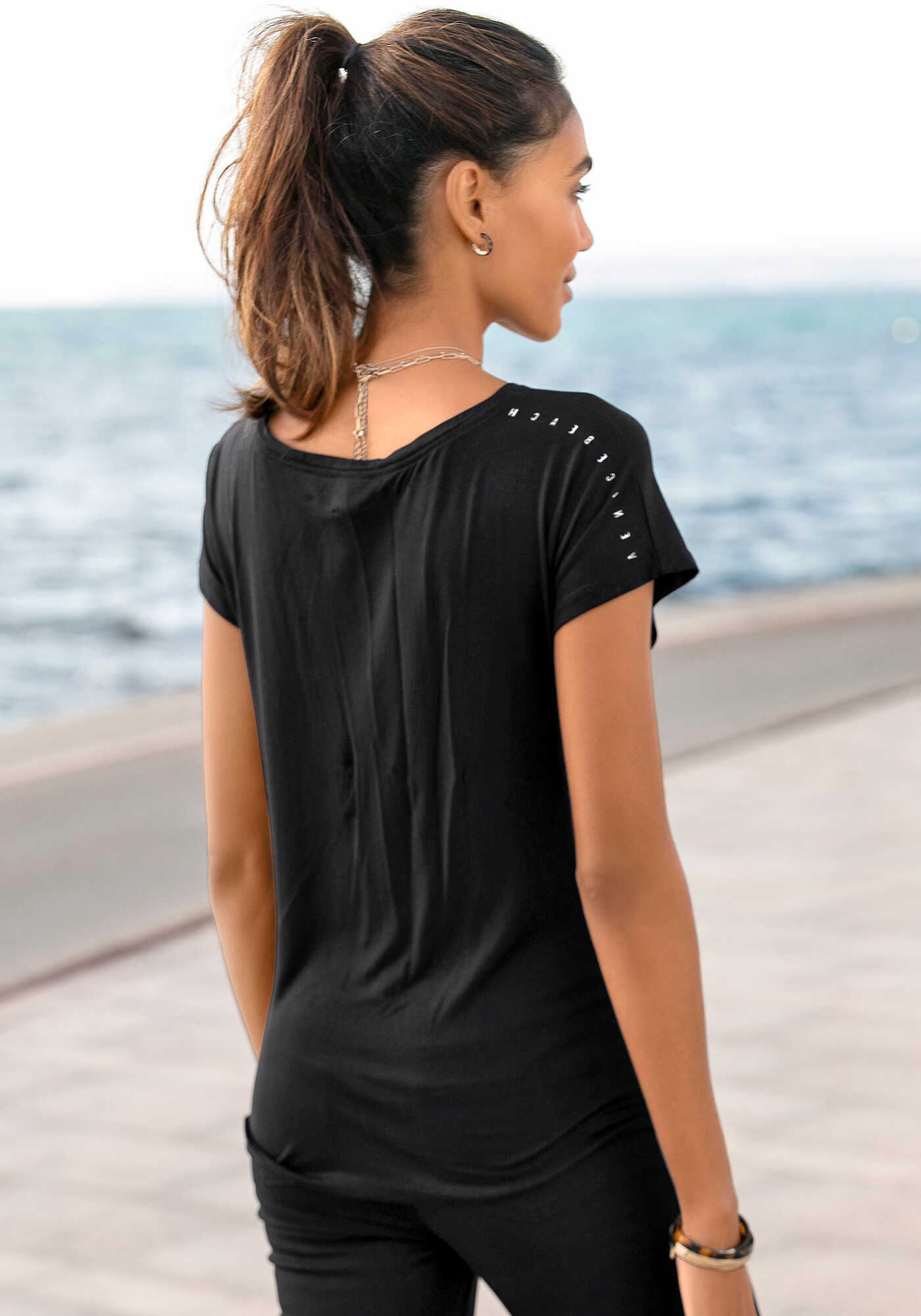 VENICE BEACH Tricou bej / negru - Pled.ro