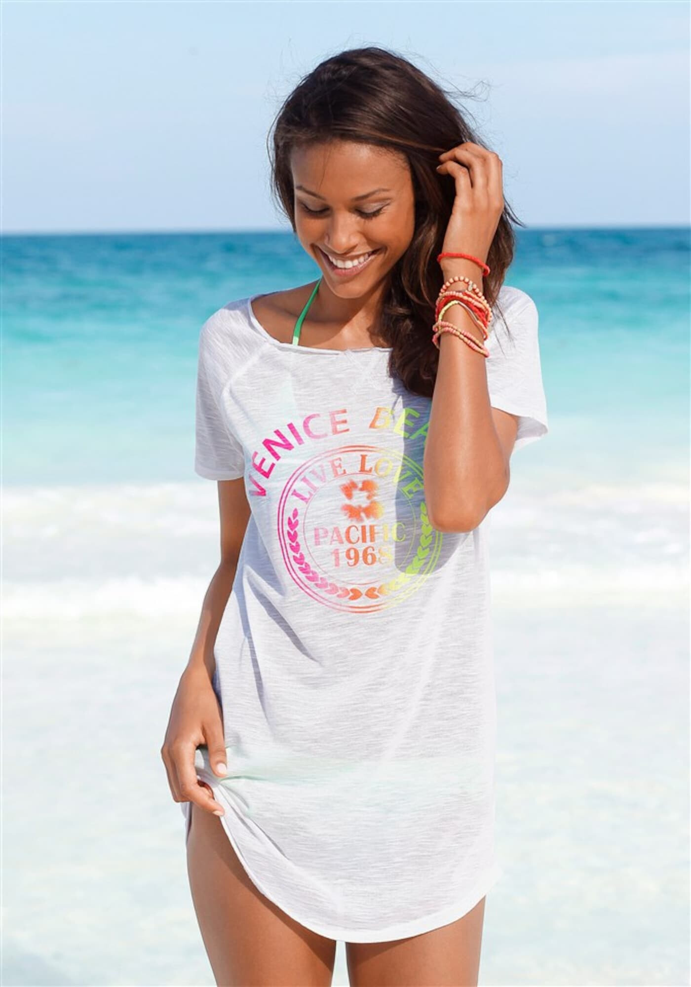 VENICE BEACH Tricou galben neon / portocaliu neon / roz neon / alb - Pled.ro