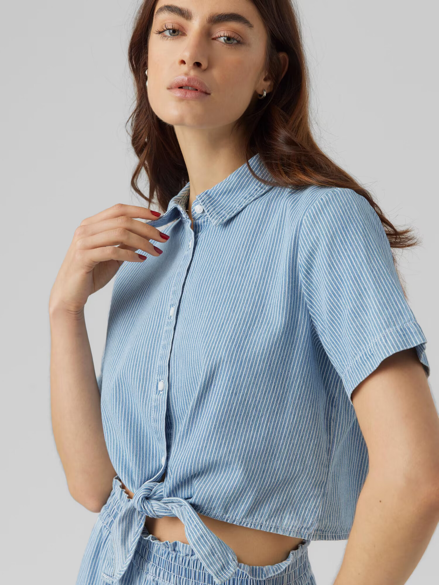 VERO MODA Bluză albastru denim / alb - Pled.ro