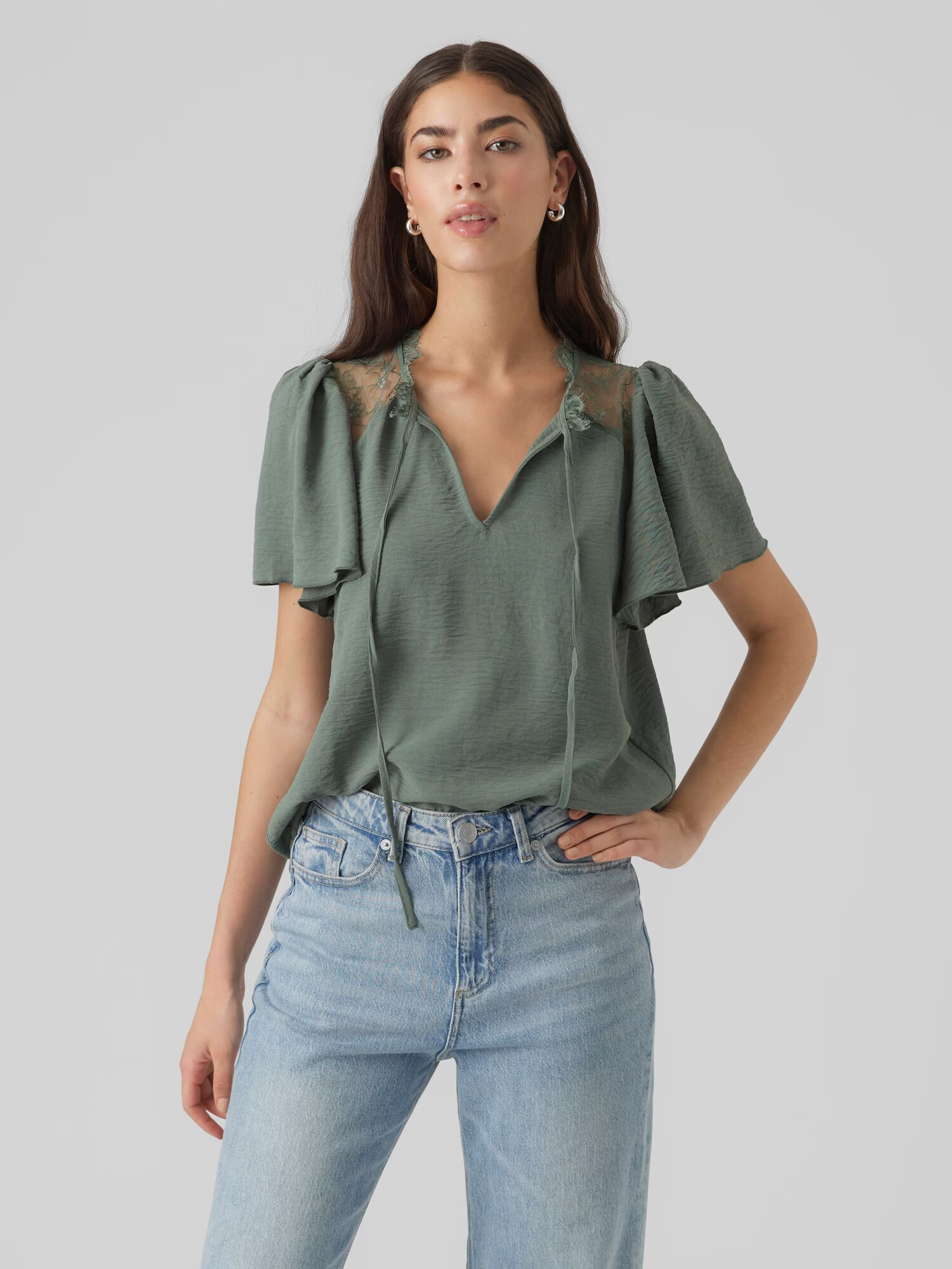 VERO MODA Bluză 'ALVA' verde închis - Pled.ro