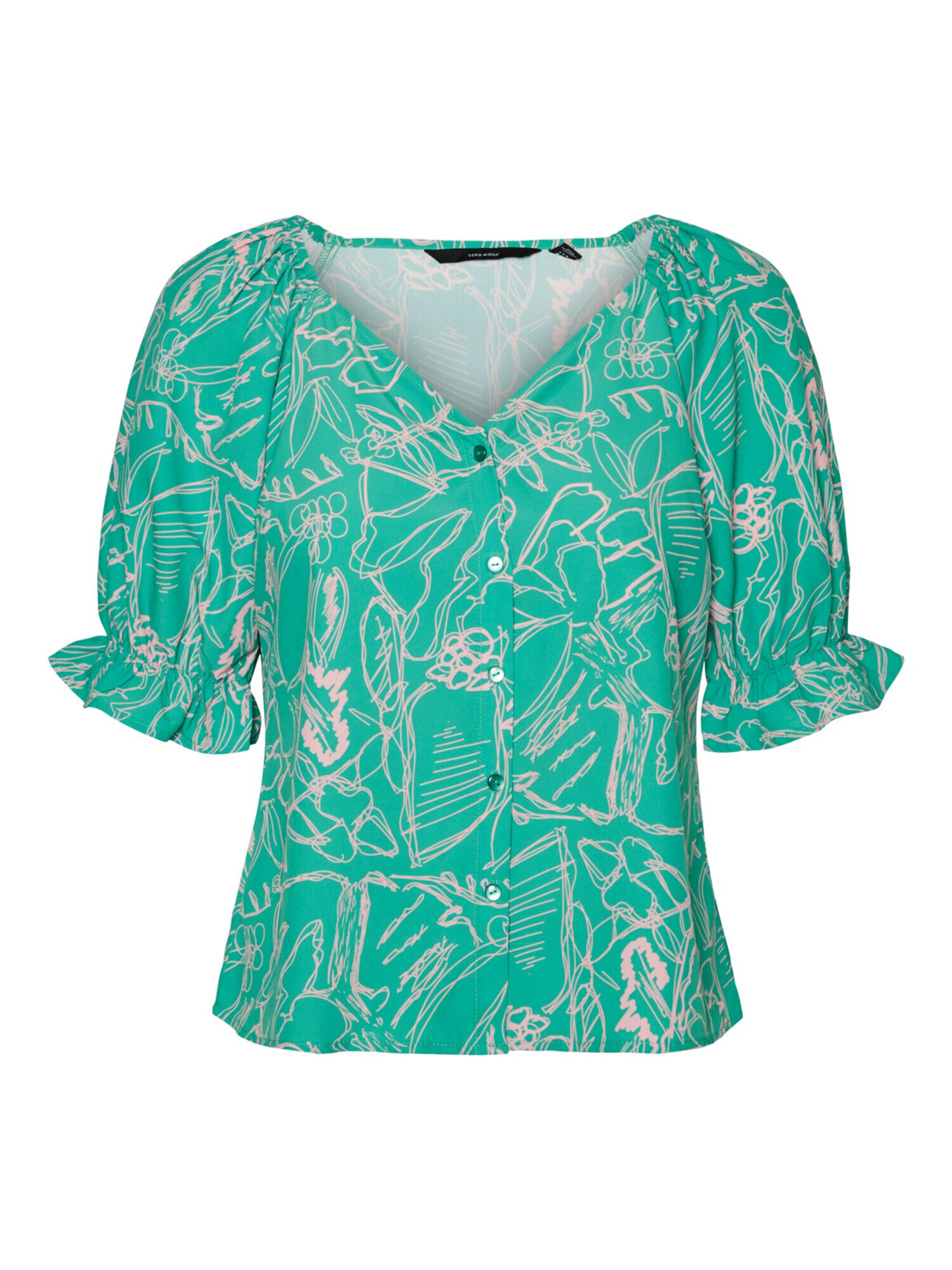 VERO MODA Bluză 'CATCH' verde / roz - Pled.ro