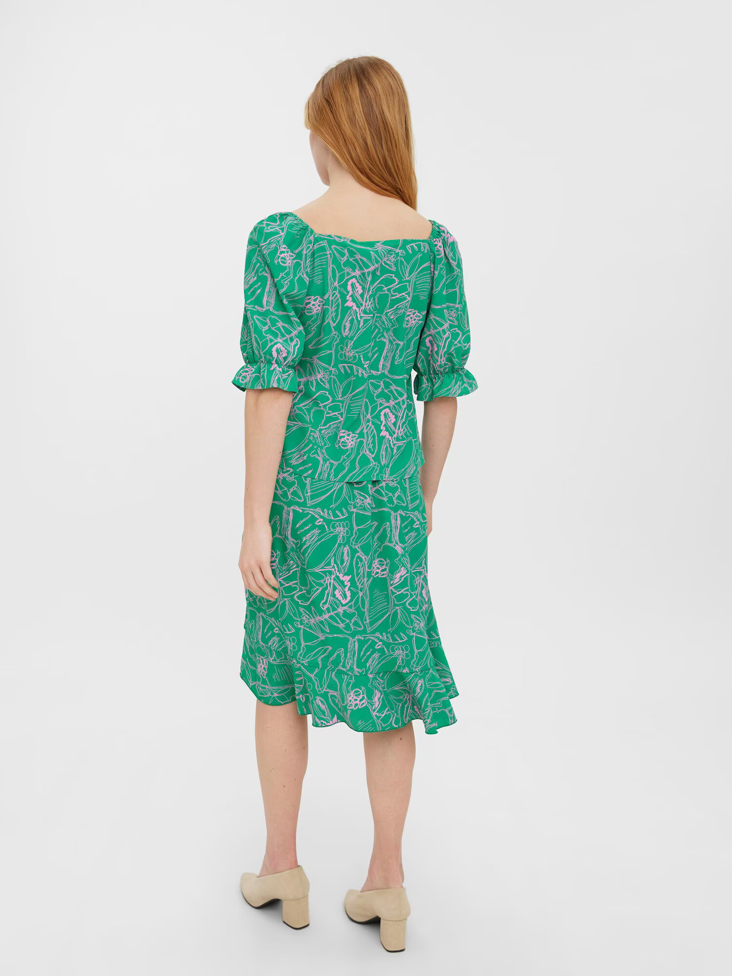 VERO MODA Bluză 'CATCH' verde / roz - Pled.ro