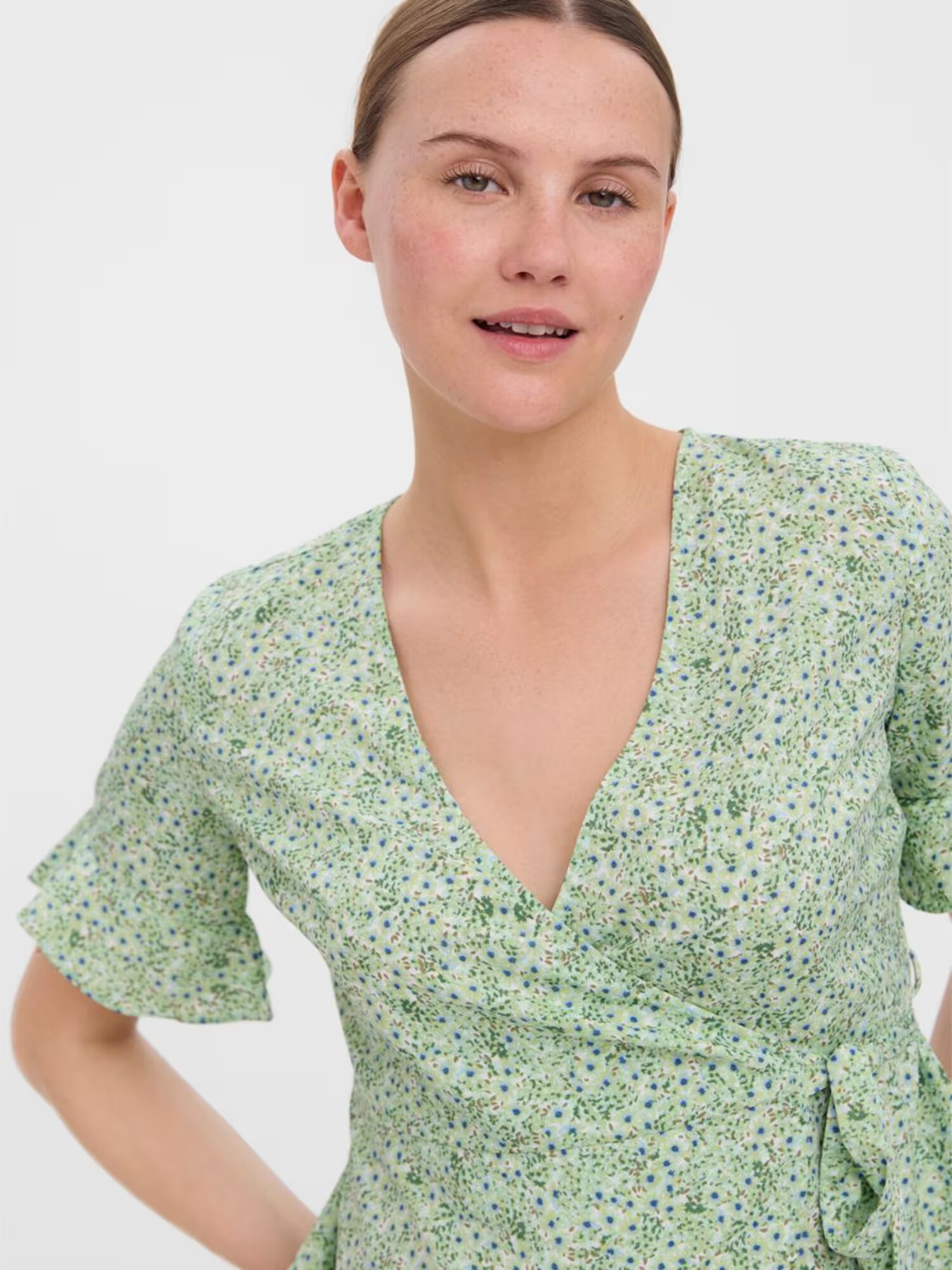 VERO MODA Bluză 'Henna' albastru deschis / verde deschis / alb - Pled.ro