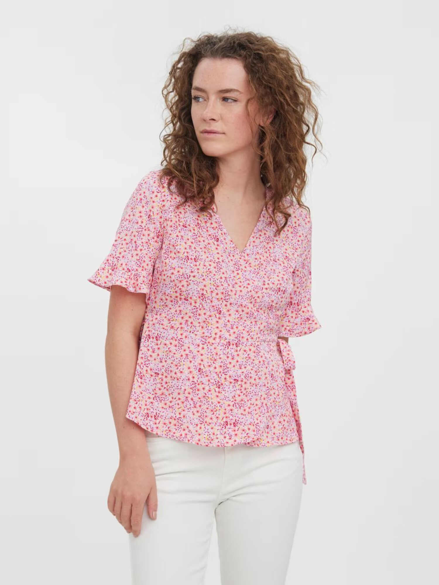 VERO MODA Bluză 'Henna' galben deschis / mov deschis / rosé / roșu - Pled.ro