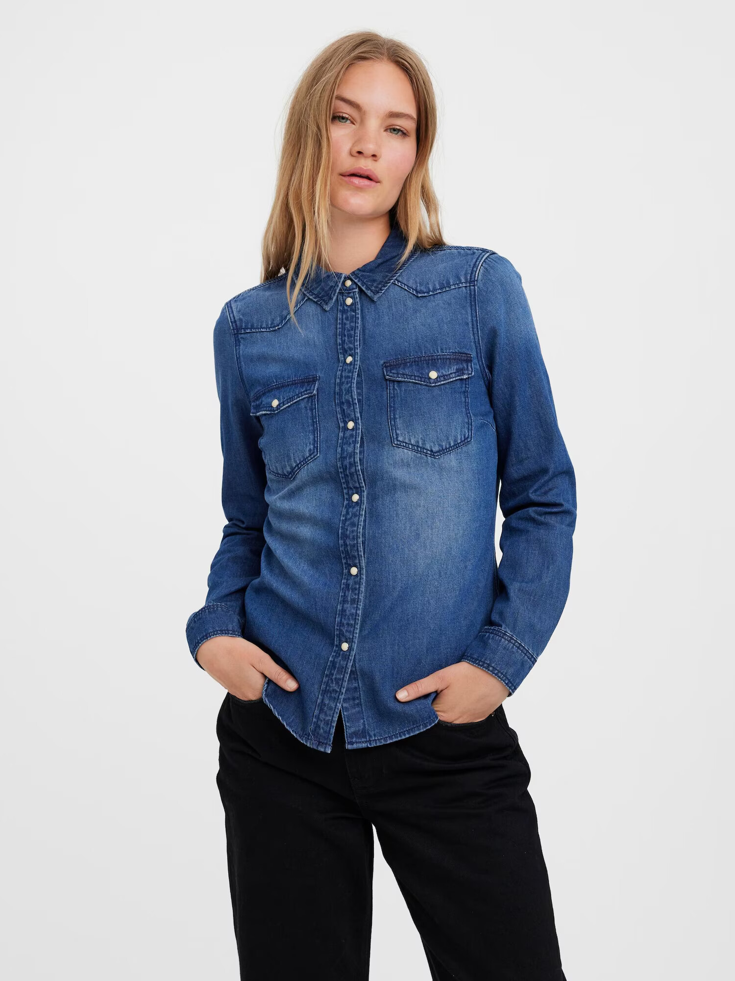 VERO MODA Bluză 'Maria' albastru denim - Pled.ro