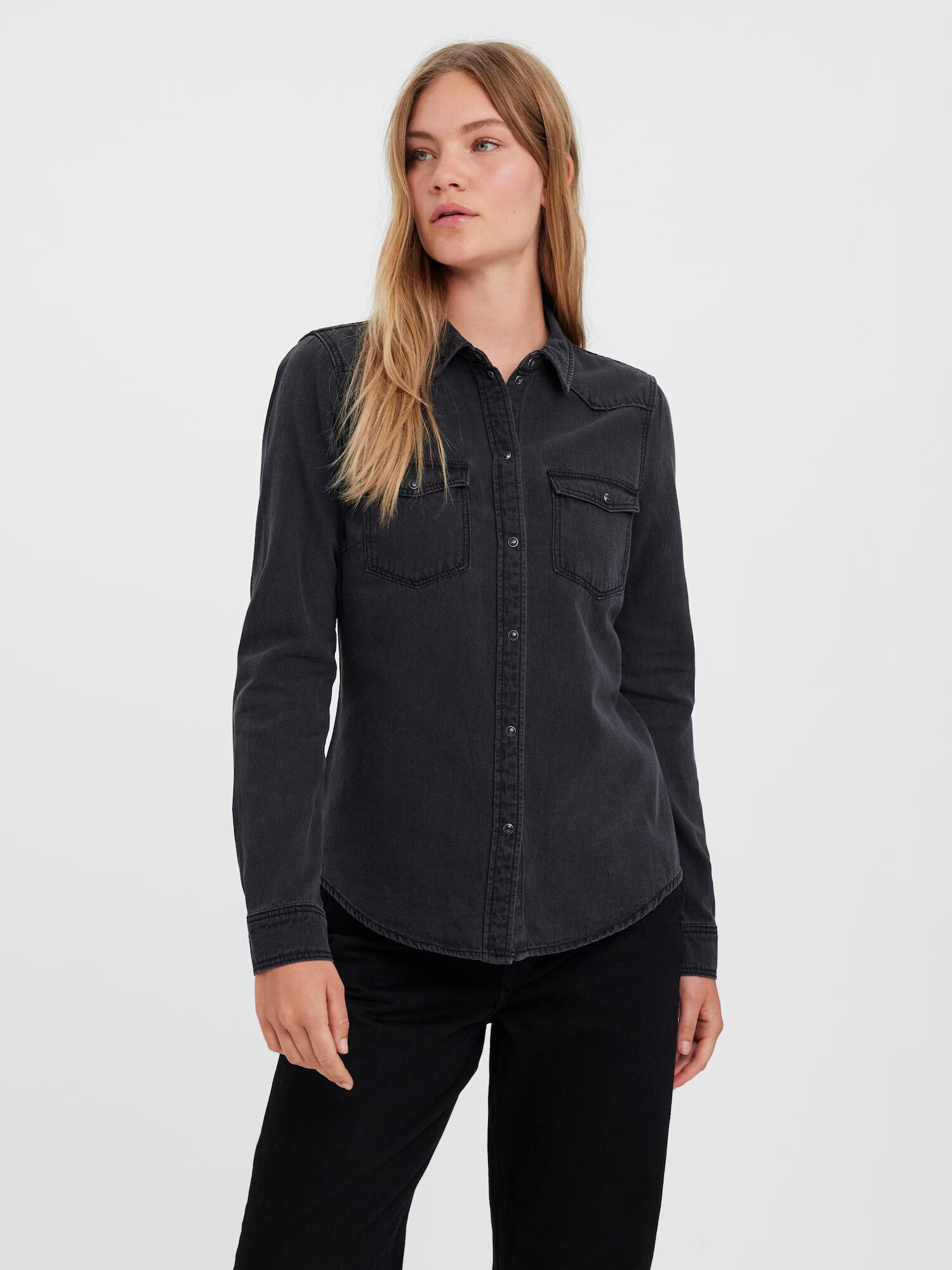 VERO MODA Bluză 'Maria' negru denim - Pled.ro