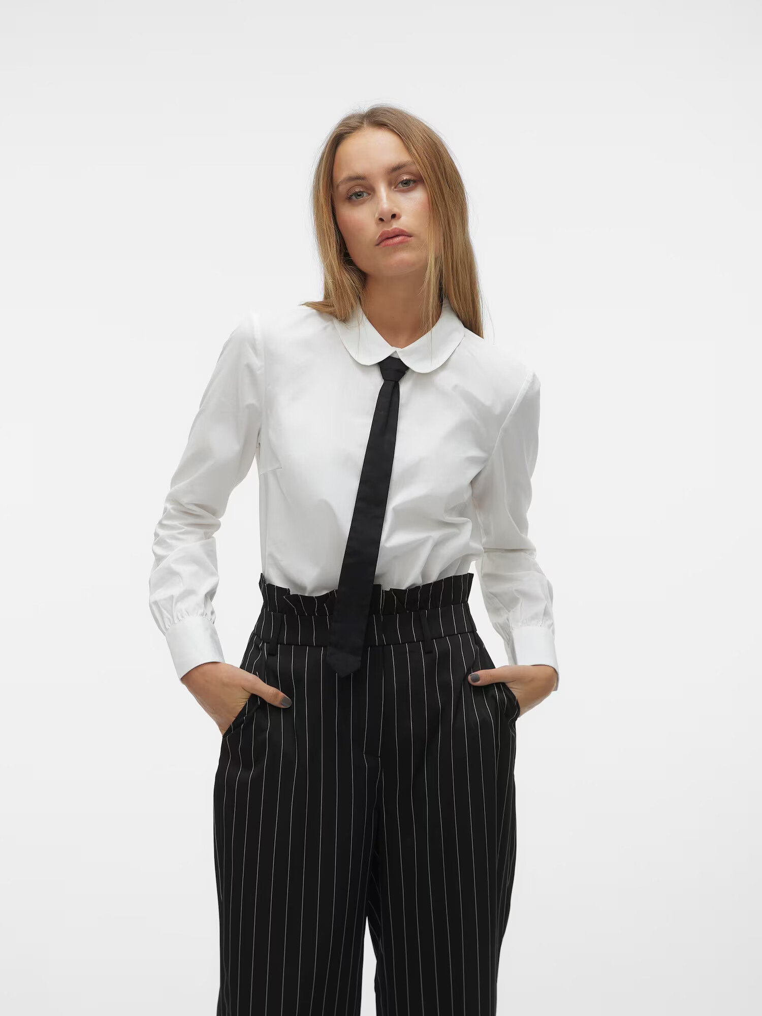 VERO MODA Bluză 'Valerie' negru / alb - Pled.ro