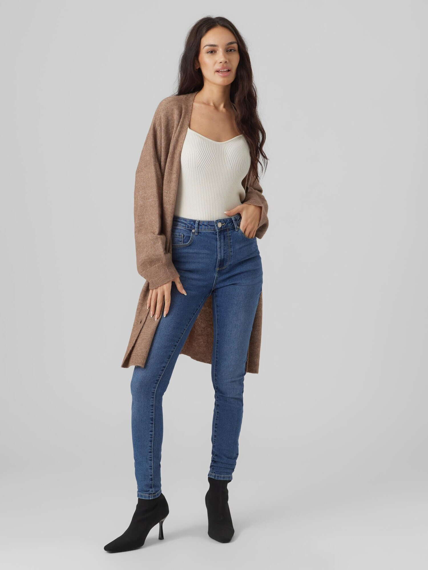 VERO MODA Cardigan dimensiuni mari 'Bruna' maro amestecat - Pled.ro