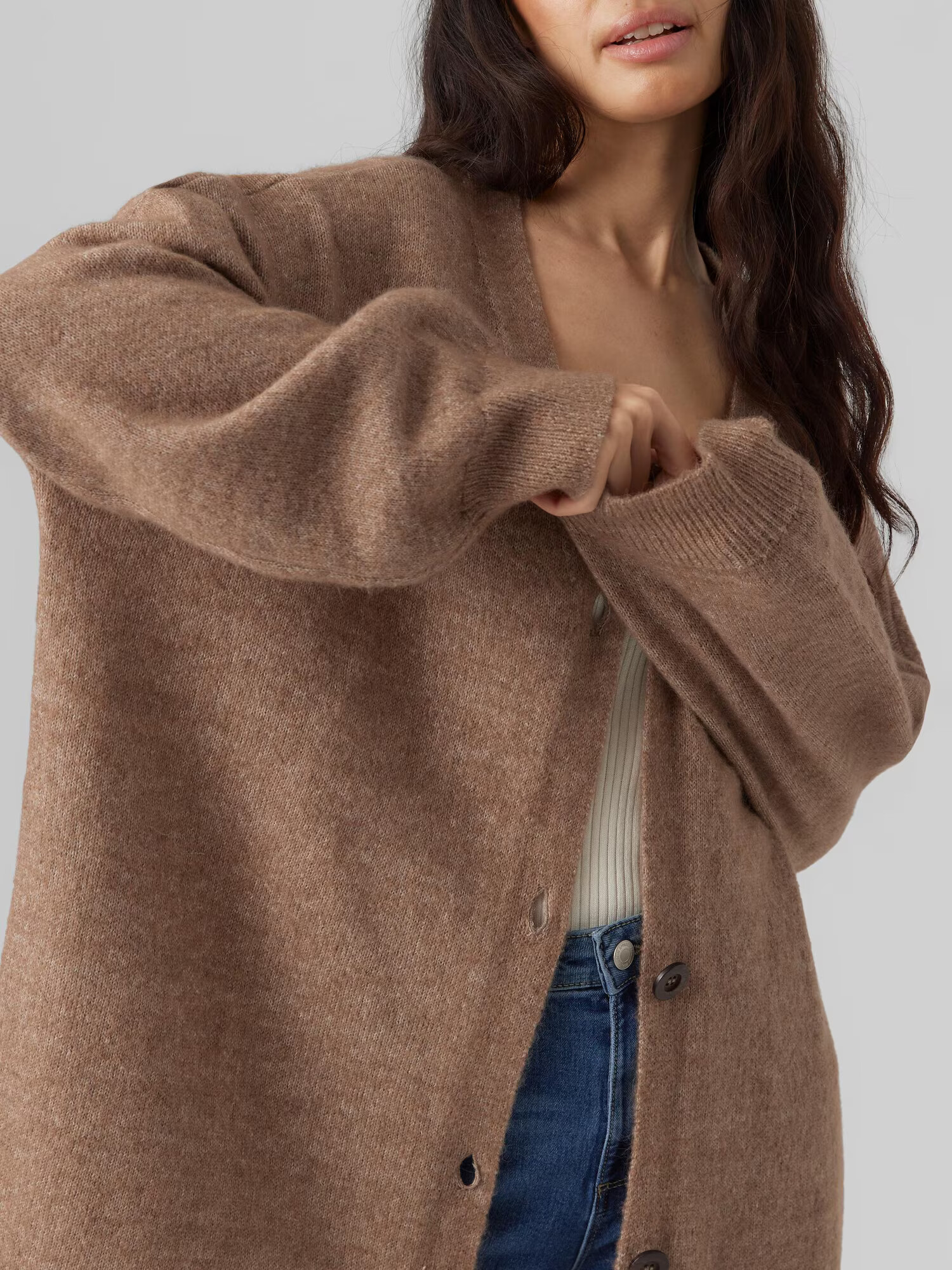 VERO MODA Cardigan dimensiuni mari 'Bruna' maro amestecat - Pled.ro