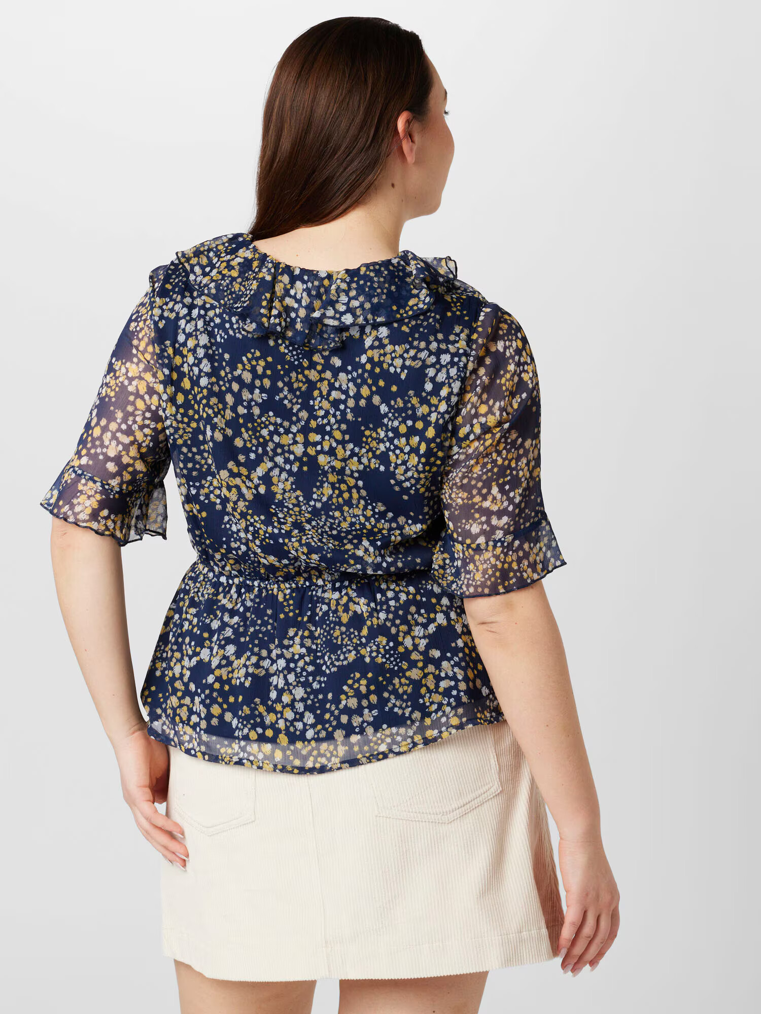 Vero Moda Curve Bluză 'DORA KAYA' bleumarin / albastru deschis / galben auriu / gri taupe - Pled.ro