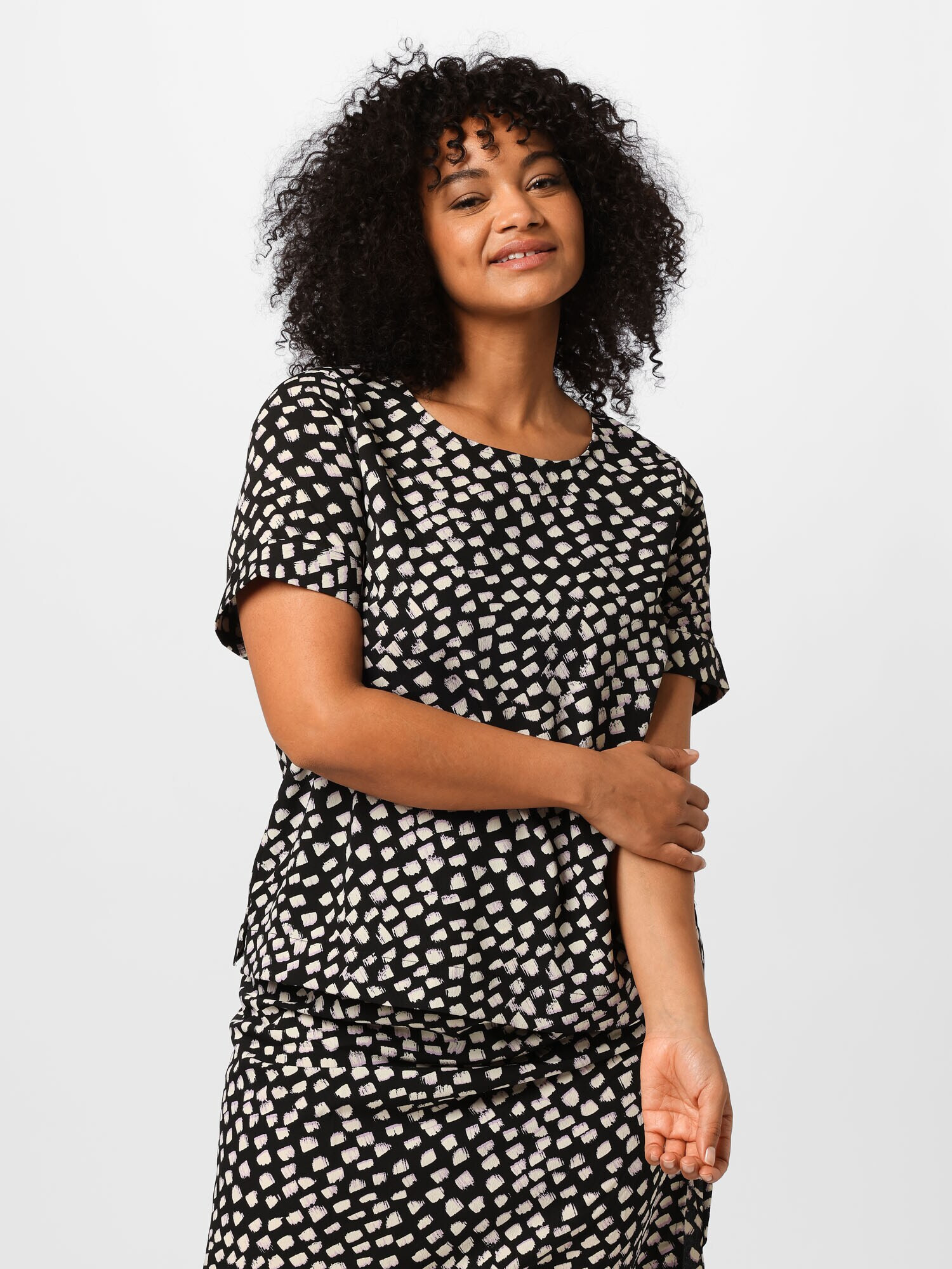 Vero Moda Curve Bluză 'OLGA' negru / alb - Pled.ro