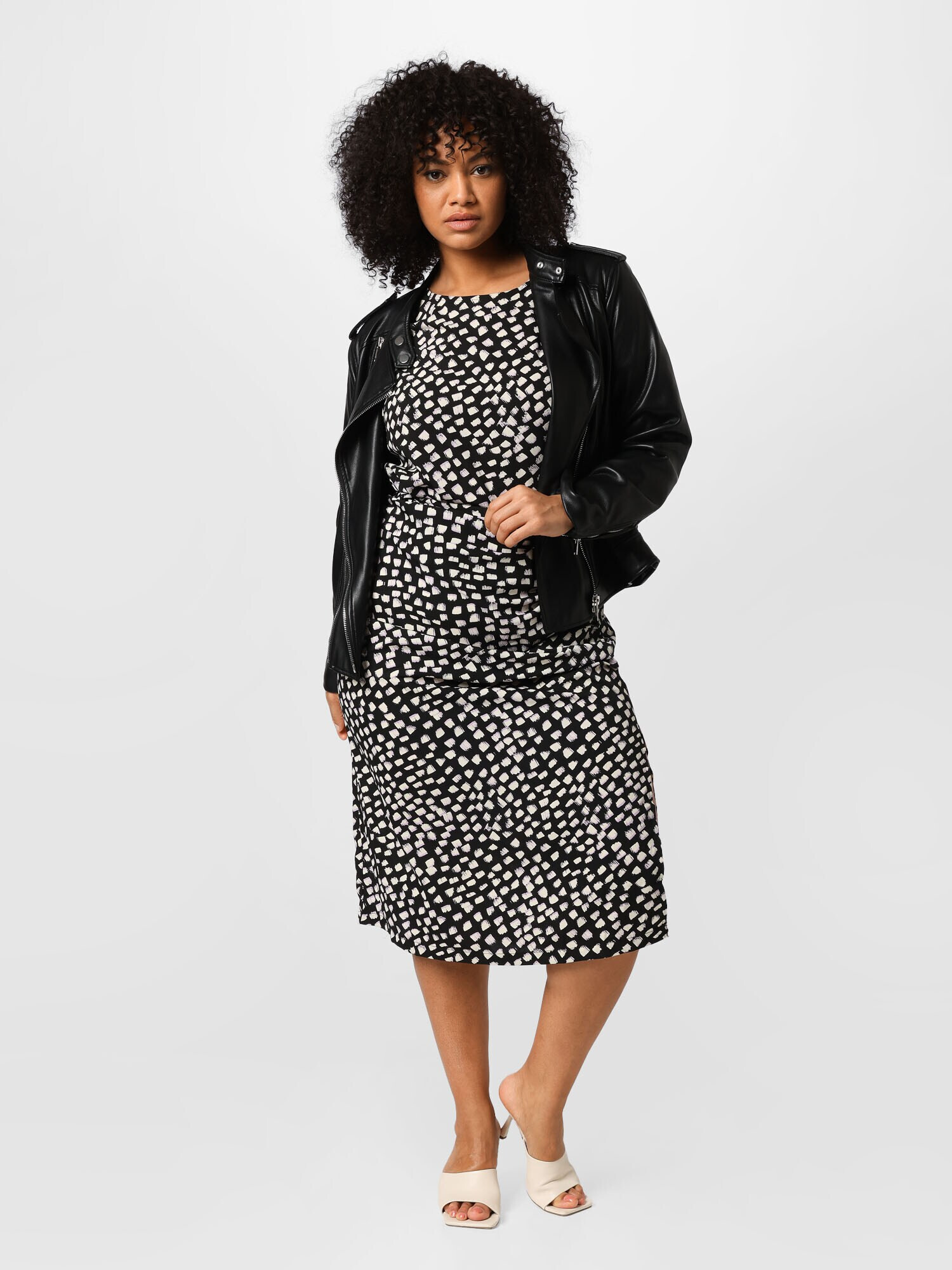 Vero Moda Curve Bluză 'OLGA' negru / alb - Pled.ro