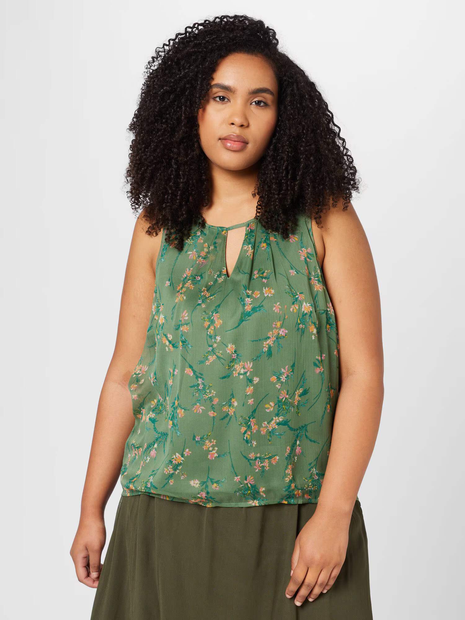 Vero Moda Curve Top 'Smilla' galben deschis / verde / verde smarald / roz pal - Pled.ro