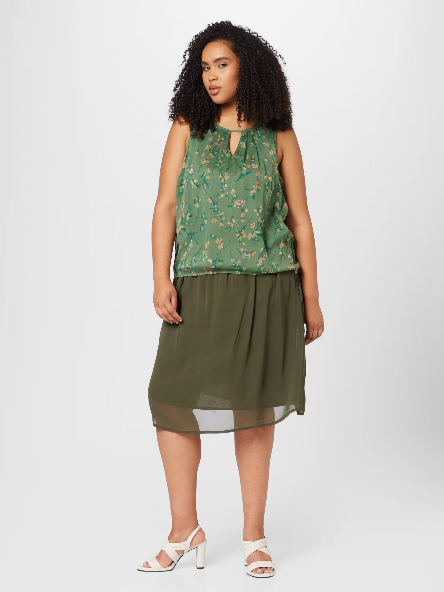 Vero Moda Curve Top 'Smilla' galben deschis / verde / verde smarald / roz pal - Pled.ro