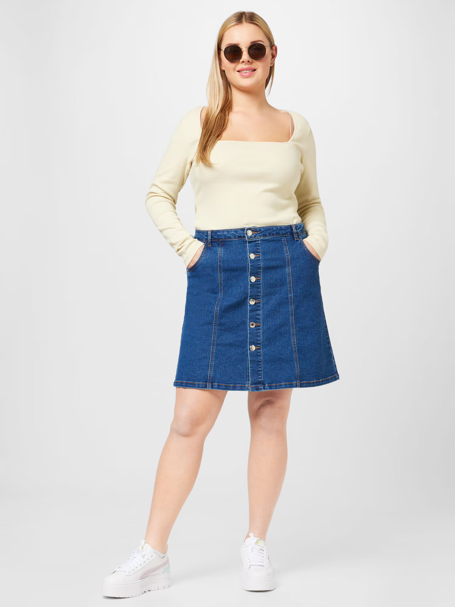 Vero Moda Curve Fustă 'PETRA' albastru denim - Pled.ro