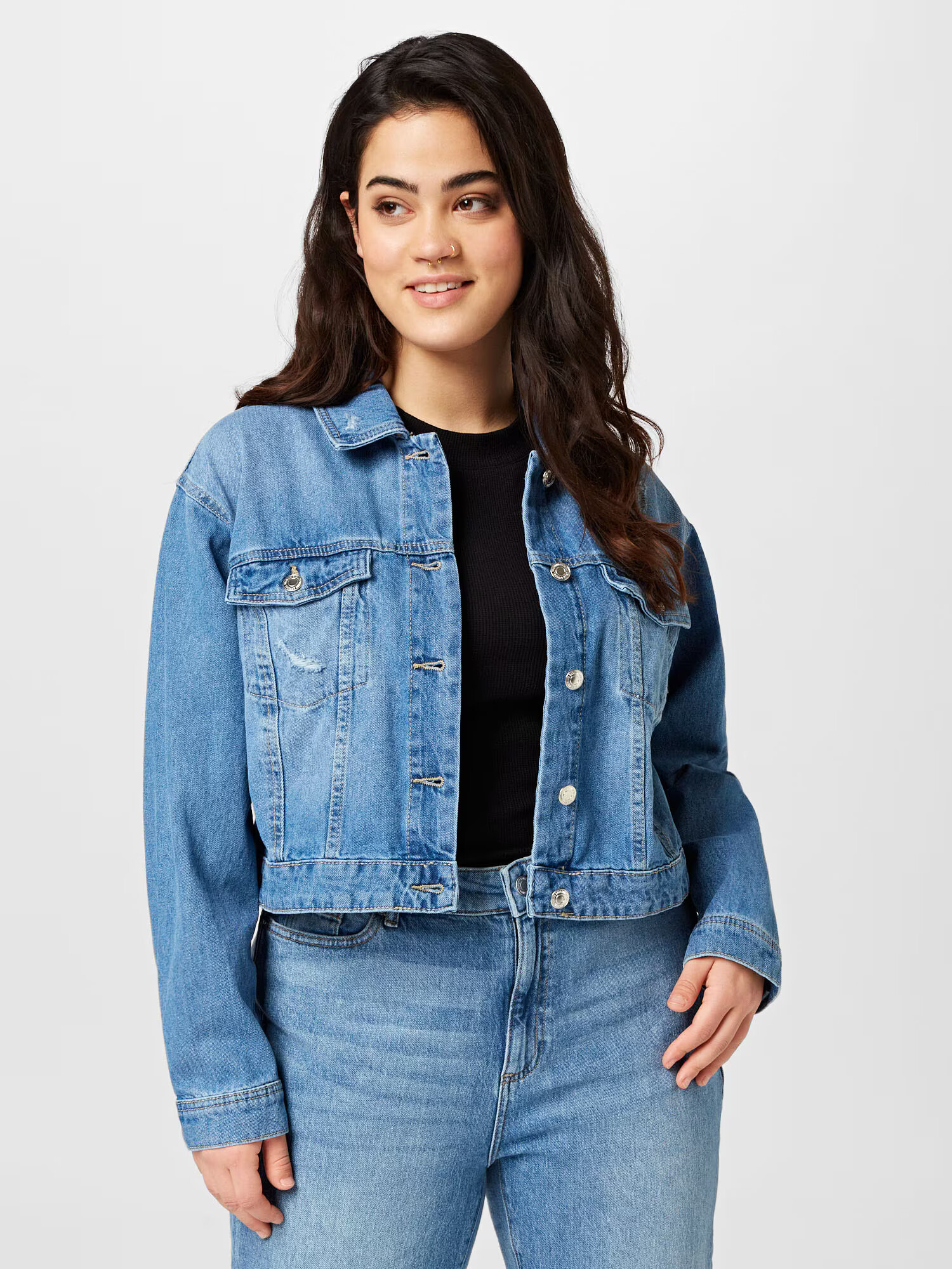 Vero Moda Curve Geacă de primăvară-toamnă 'RUE' albastru denim - Pled.ro