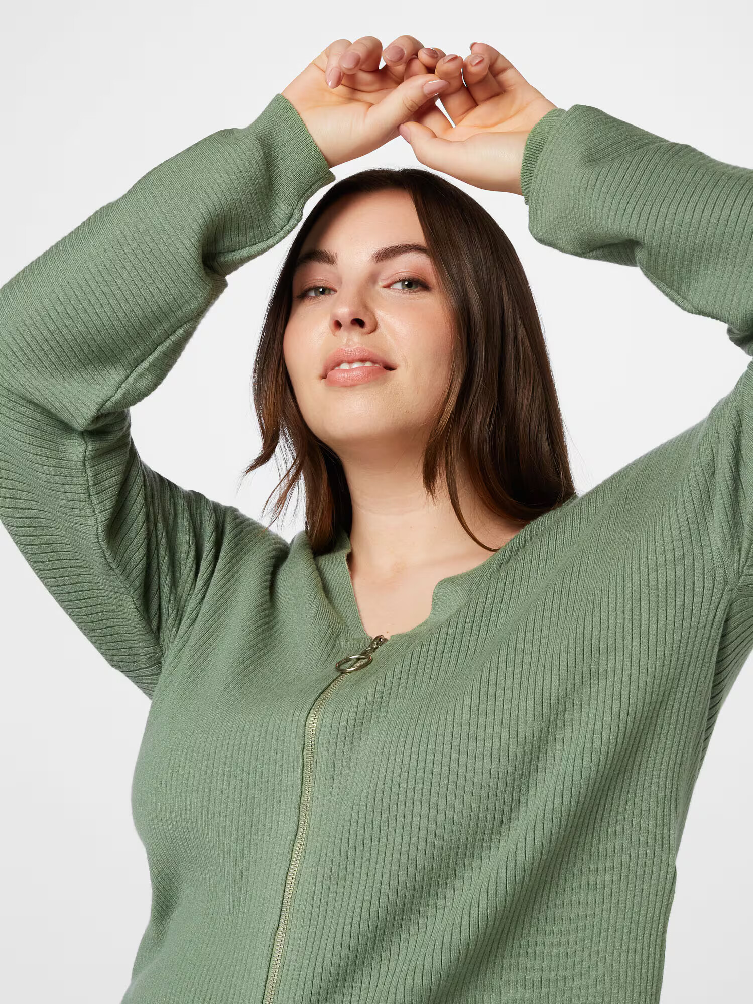 Vero Moda Curve Geacă tricotată 'GOLD' verde măr - Pled.ro