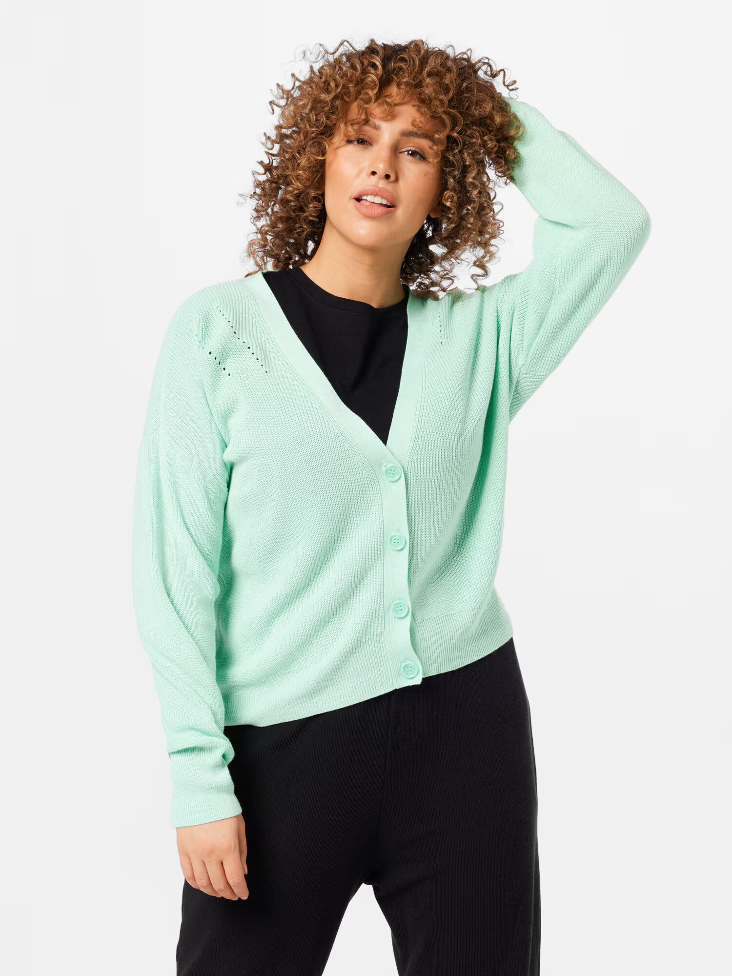 Vero Moda Curve Geacă tricotată verde deschis - Pled.ro