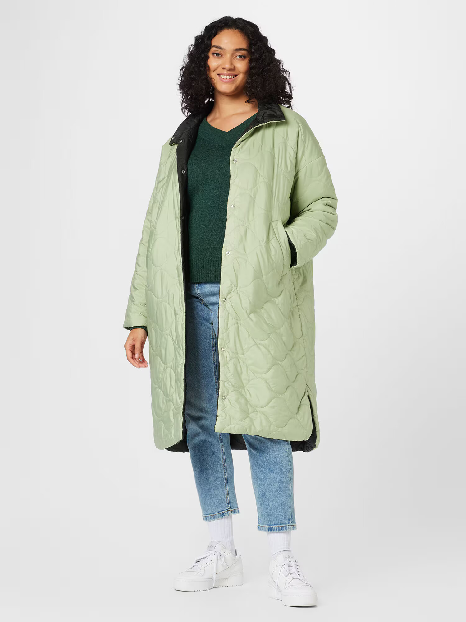 Vero Moda Curve Palton de primăvară-toamnă 'ESTHER' verde pastel / negru - Pled.ro