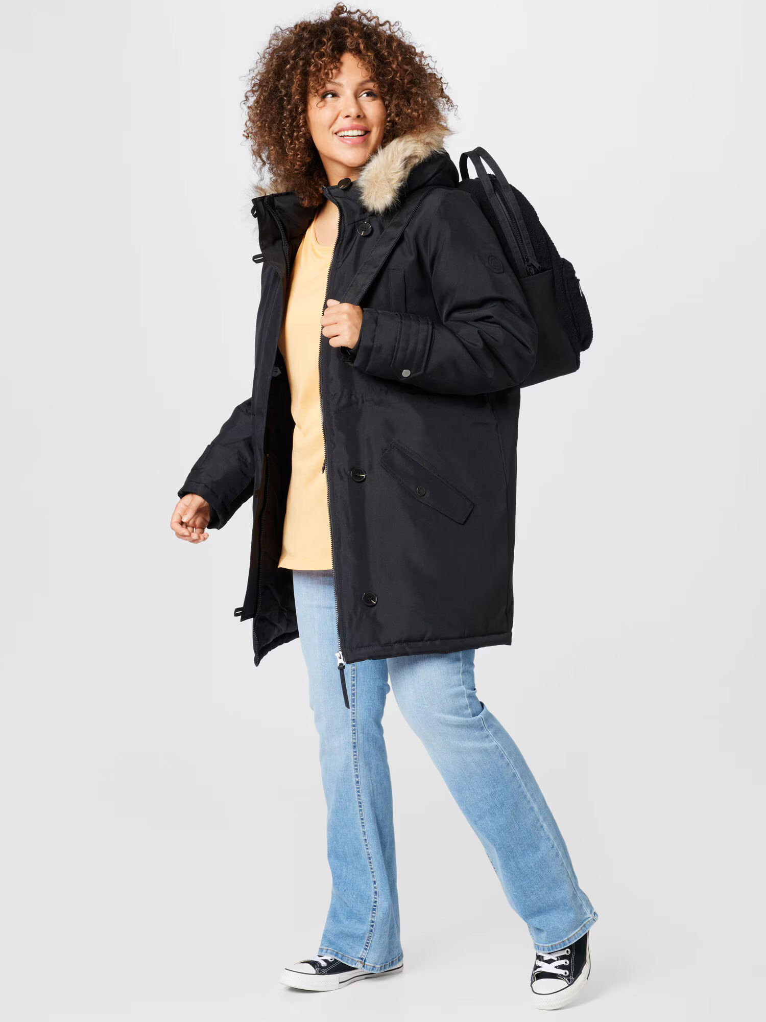 Vero Moda Curve Parka de iarnă bej / negru - Pled.ro