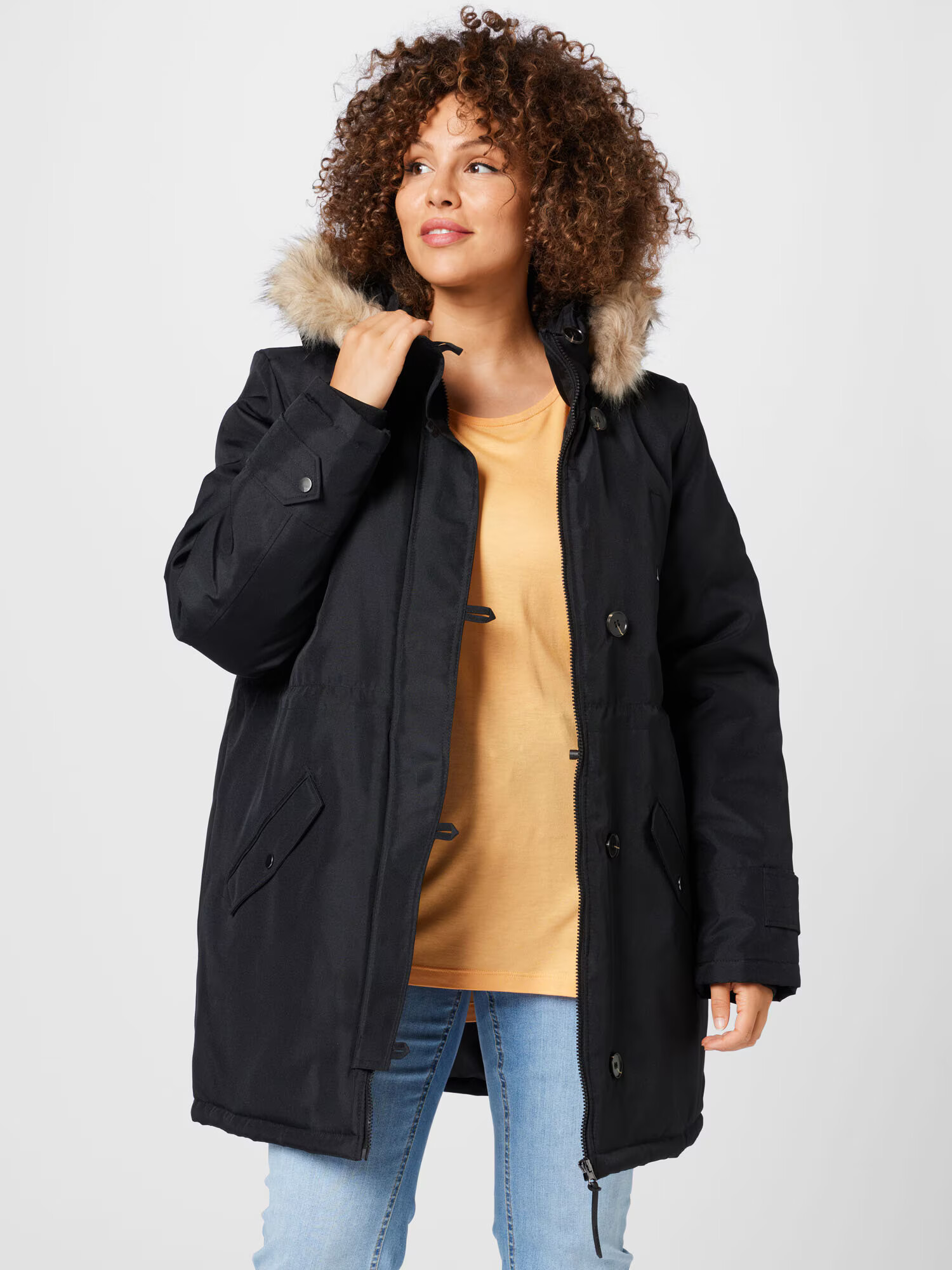 Vero Moda Curve Parka de iarnă bej / negru - Pled.ro