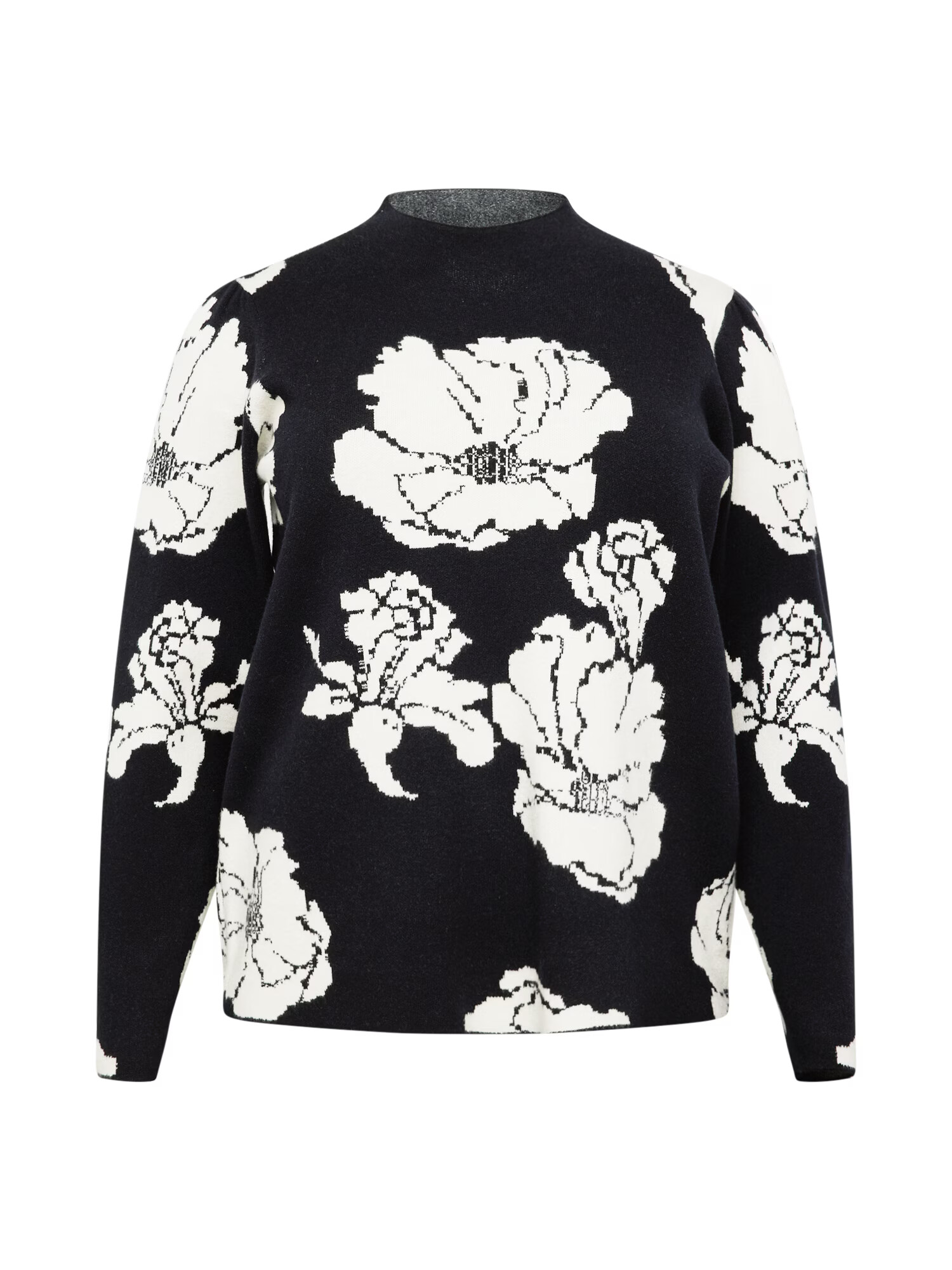 Vero Moda Curve Pulover 'Flora' negru / alb murdar - Pled.ro