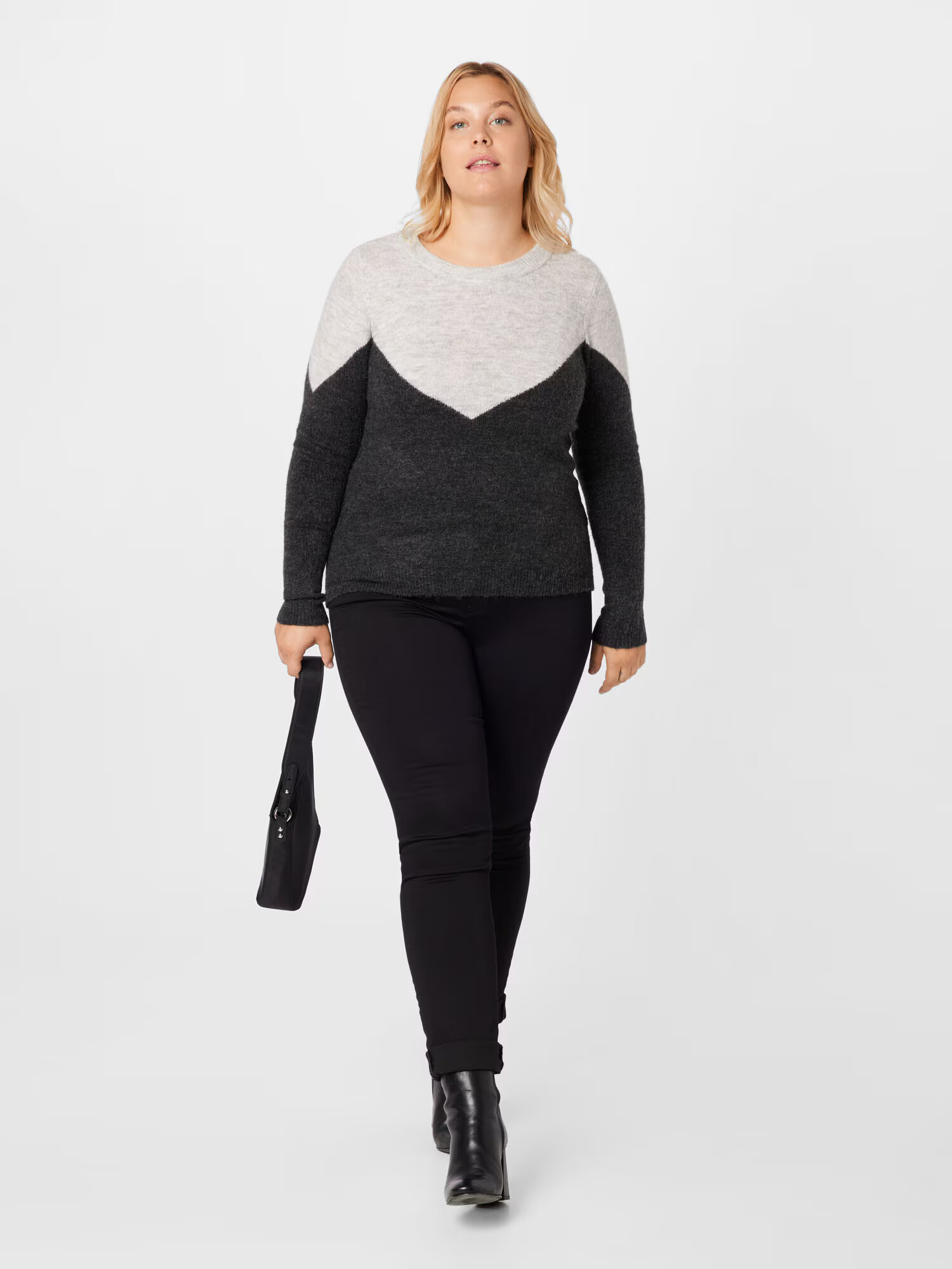 Vero Moda Curve Pulover 'Plaza' gri / gri închis - Pled.ro