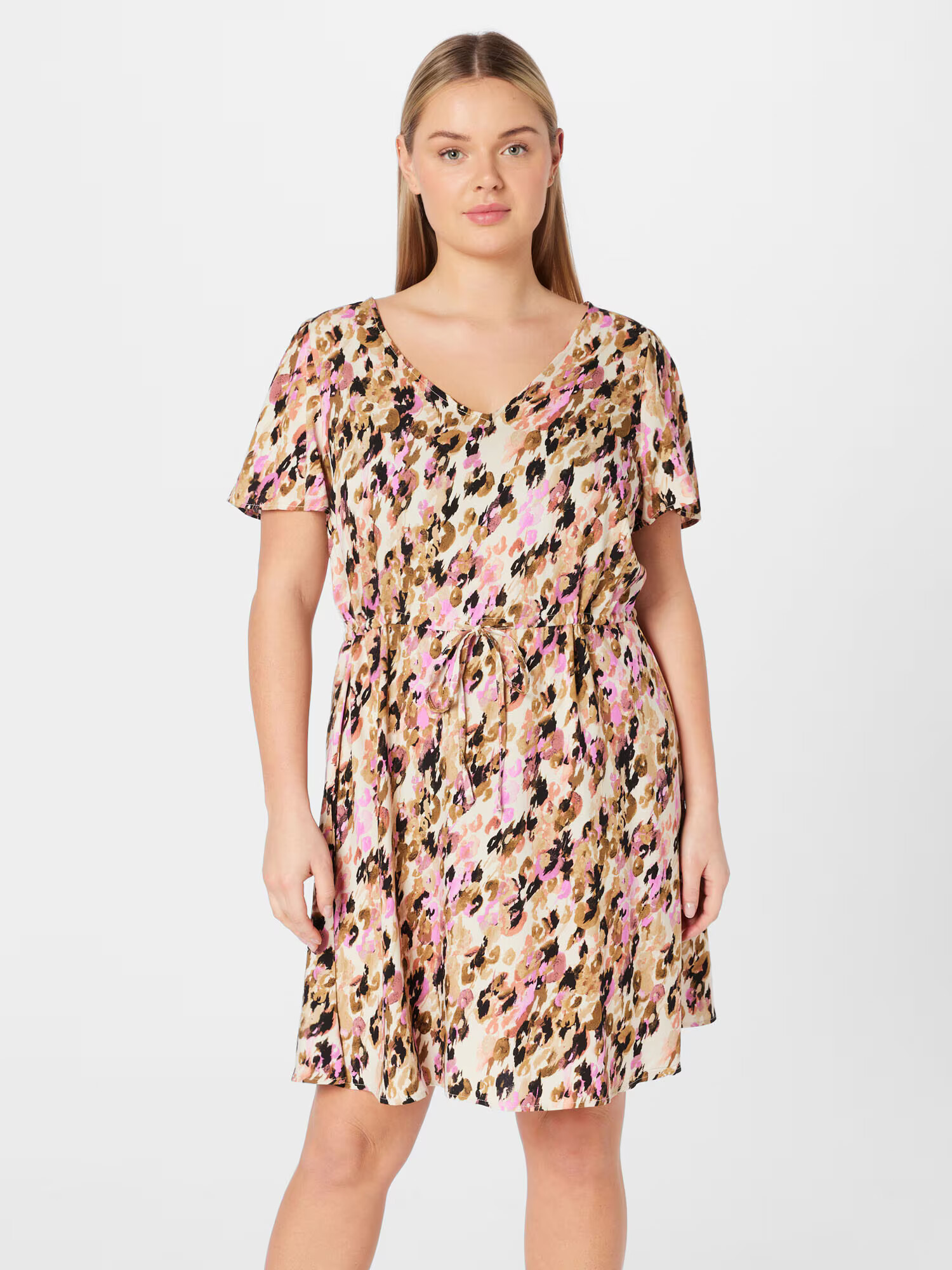 Vero Moda Curve Rochie de vară 'Easy' maro deschis / mov liliachiu / negru / alb - Pled.ro