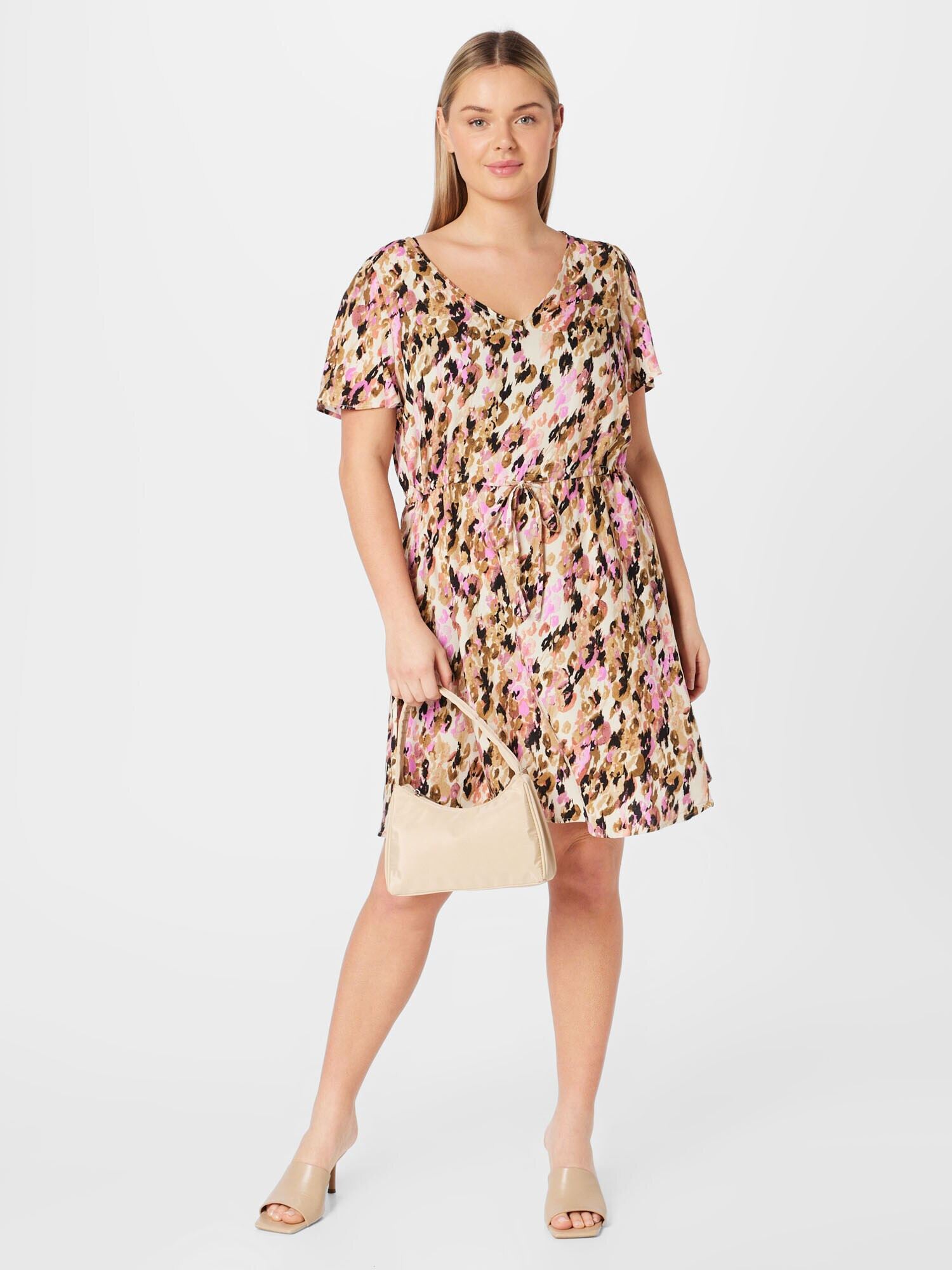 Vero Moda Curve Rochie de vară 'Easy' maro deschis / mov liliachiu / negru / alb - Pled.ro