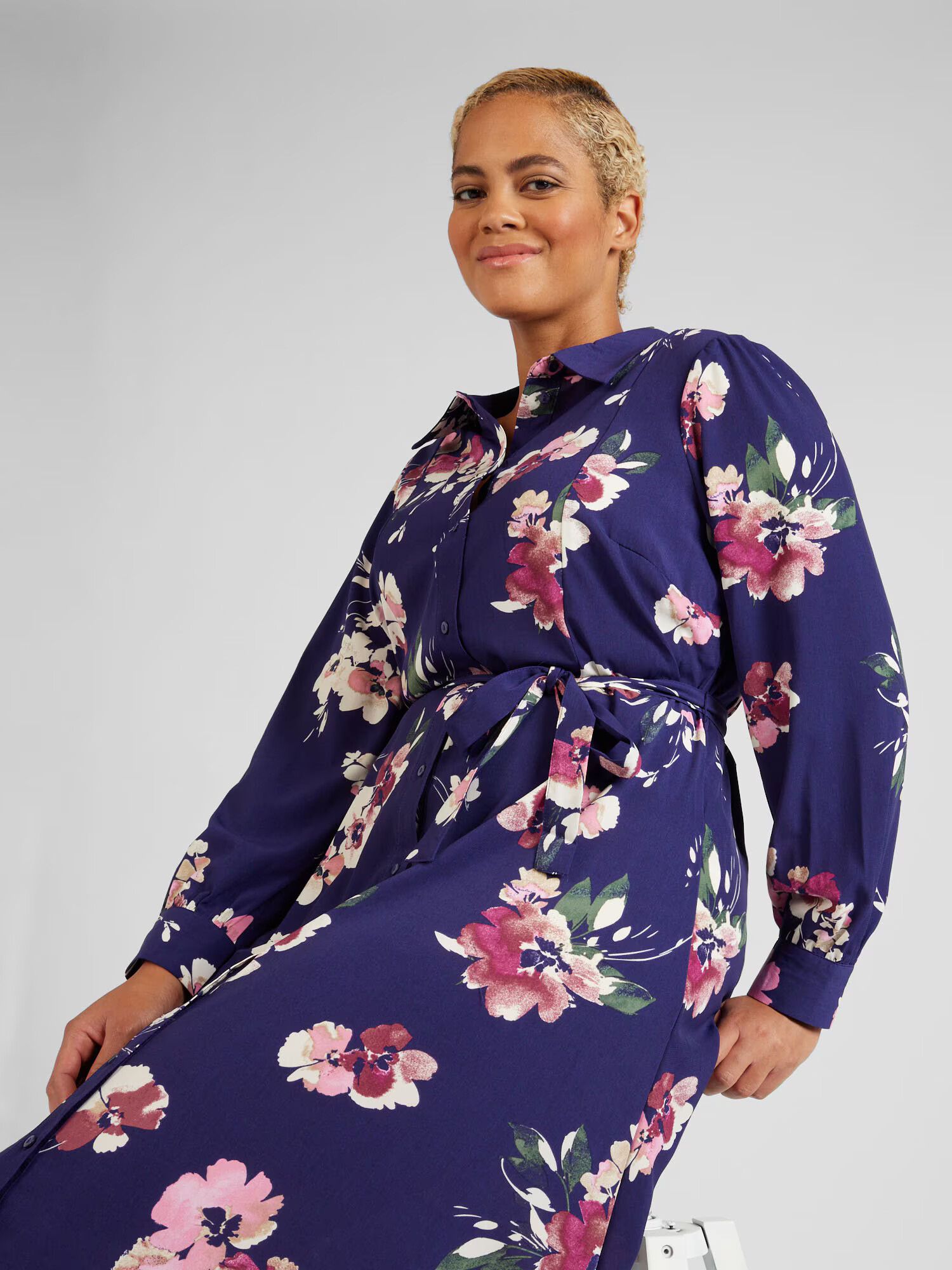 Vero Moda Curve Rochie tip bluză 'Shilan Naja' bej / albastru noapte / verde închis / ciclam - Pled.ro