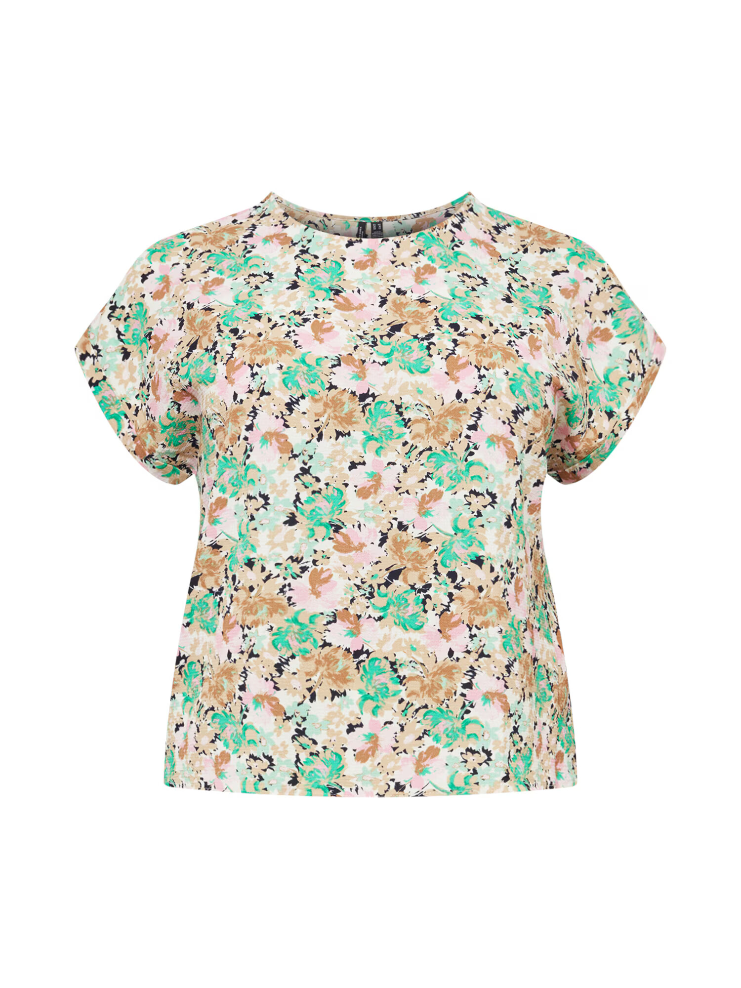 Vero Moda Curve Tricou 'Delilah' crem / maro / verde jad / roz / alb - Pled.ro