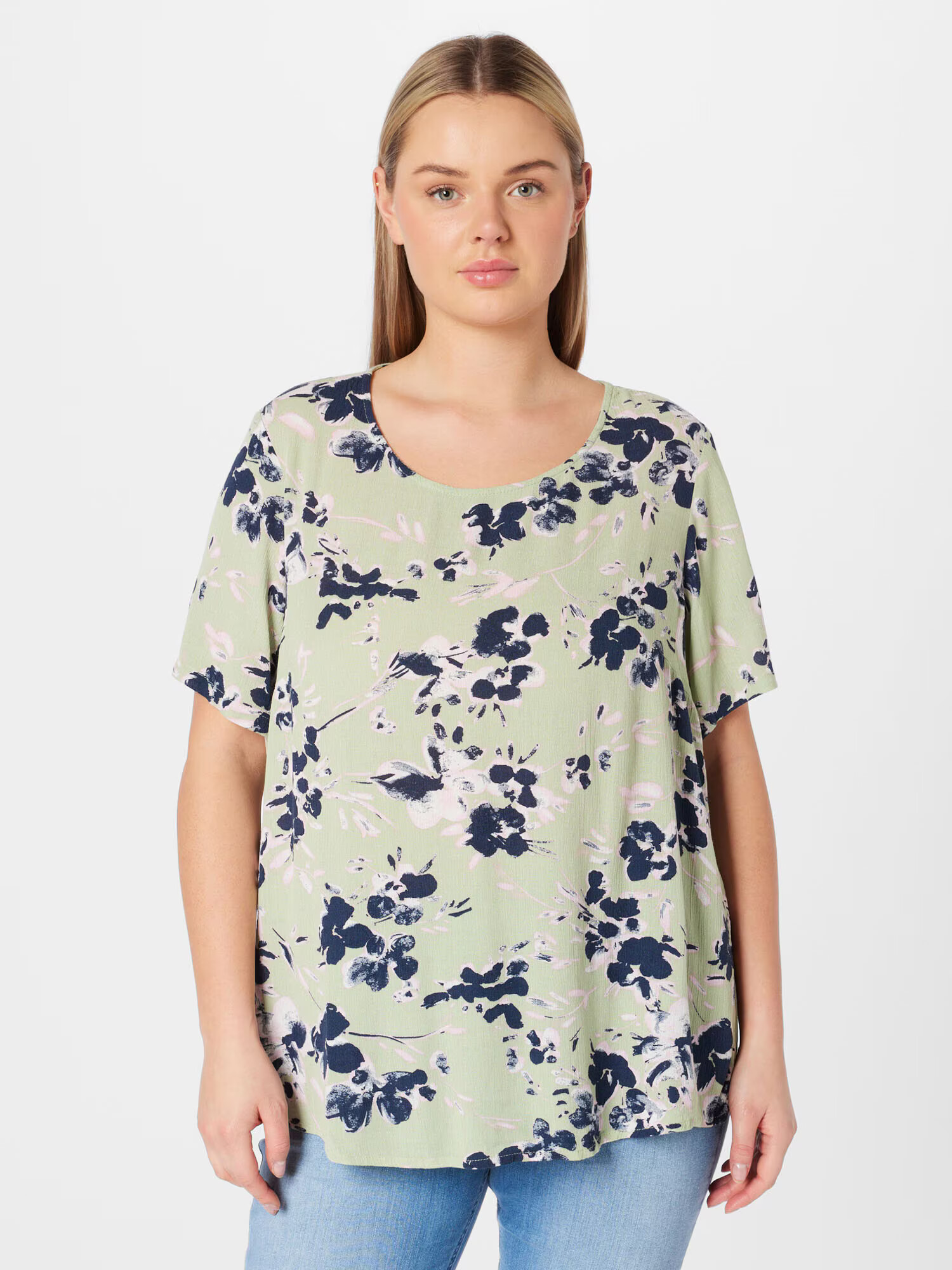 Vero Moda Curve Tricou 'MENNY' bej / albastru / verde pastel - Pled.ro